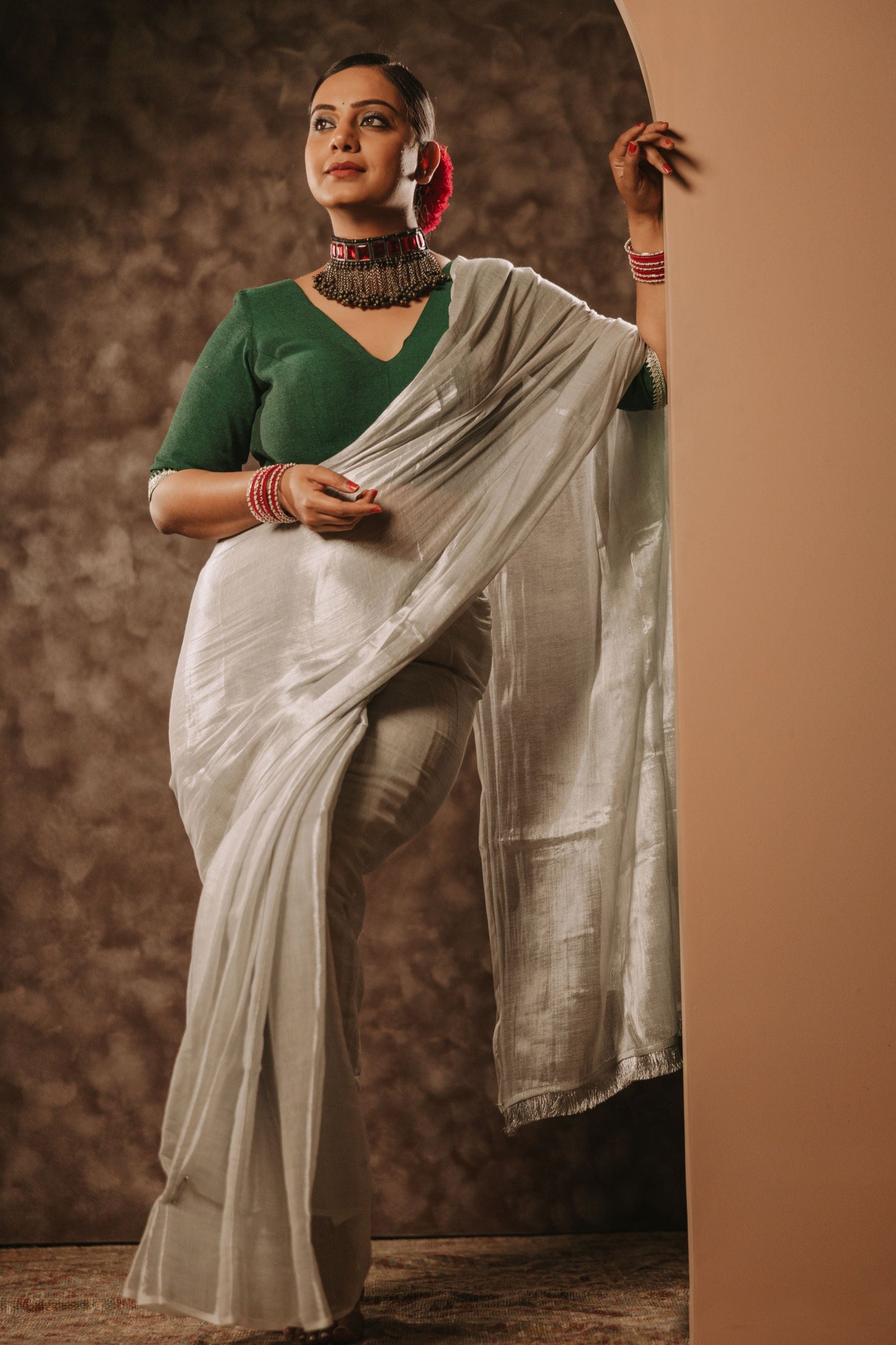 Moonlight Metallic Cotton Saree