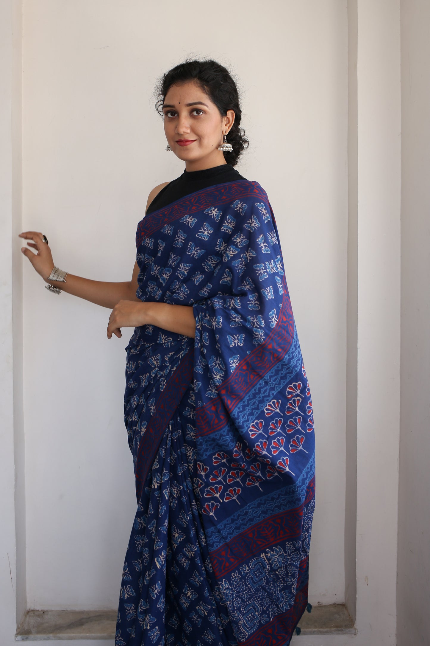 Butterflies Hand Block Print Saree