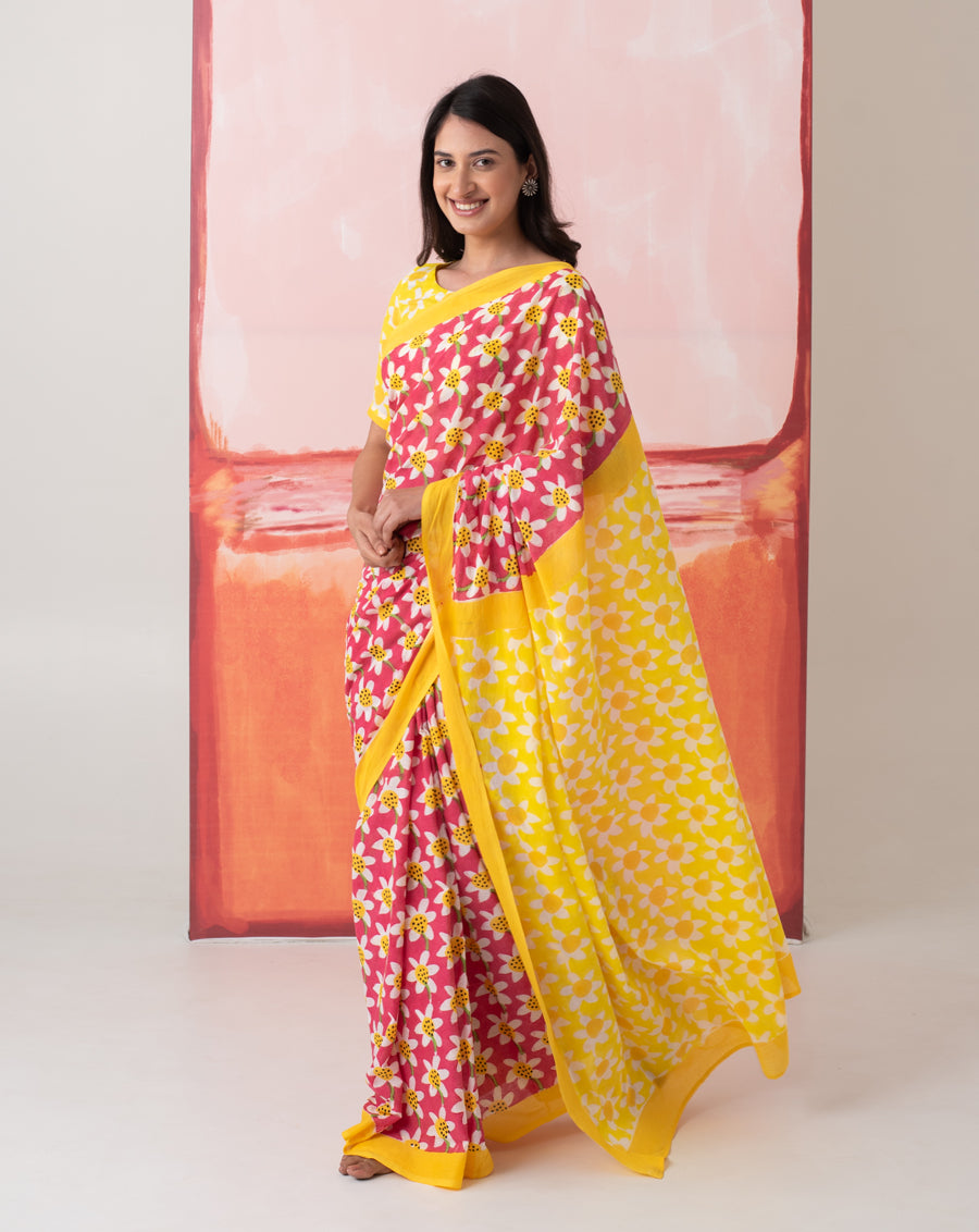 Sharmila's Daffodil Mul Cotton Saree