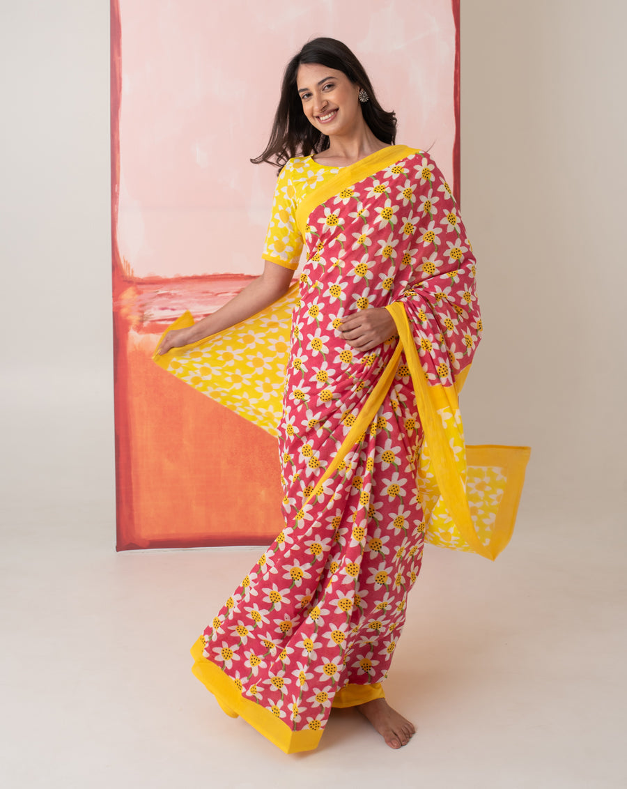 Sharmila's Daffodil Mul Cotton Saree
