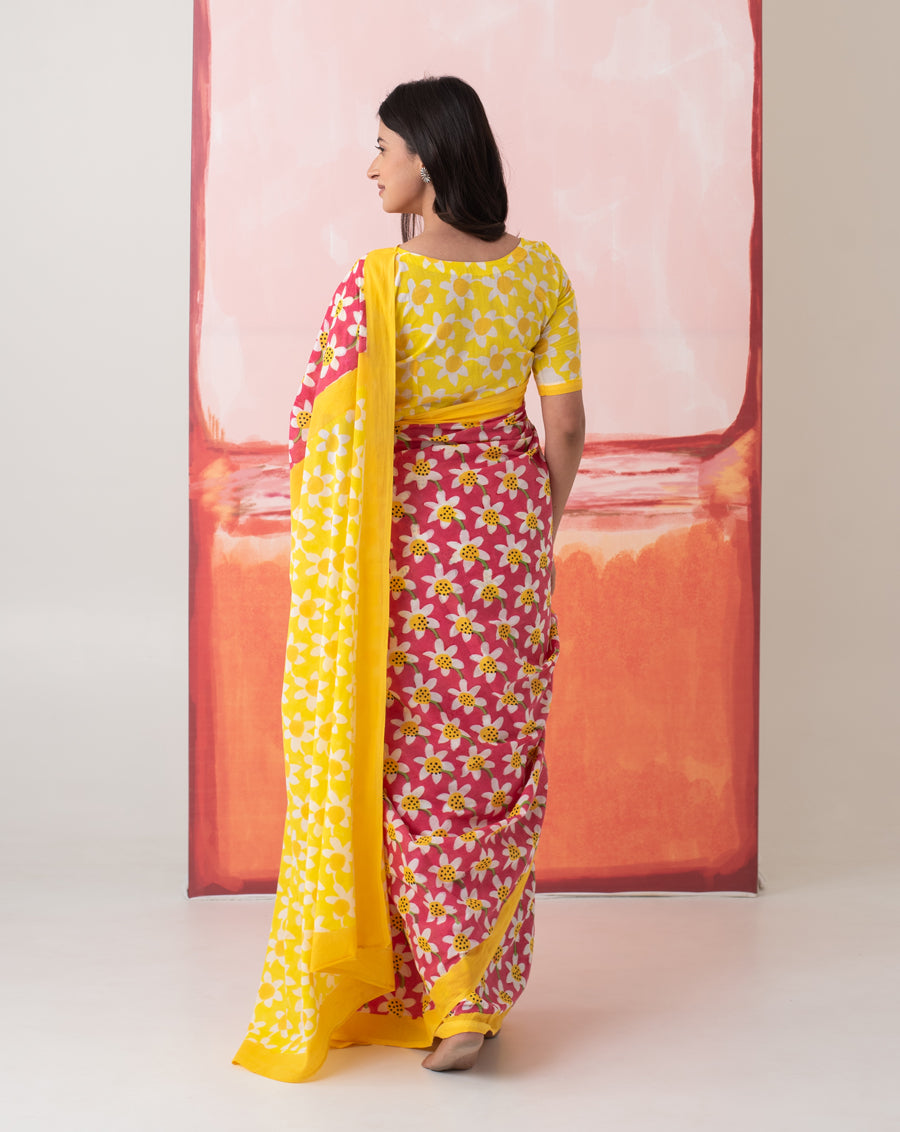 Sharmila's Daffodil Mul Cotton Saree