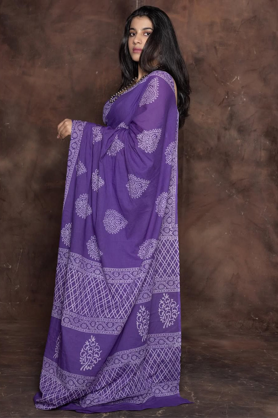 Soothing Sage Purple Cotton Pocket Saree