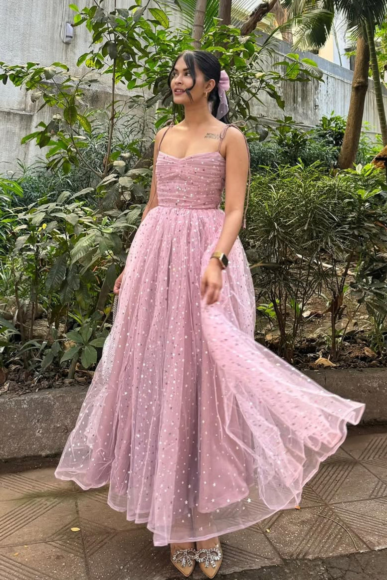 Pink Maxi Princess Tie-up Dress
