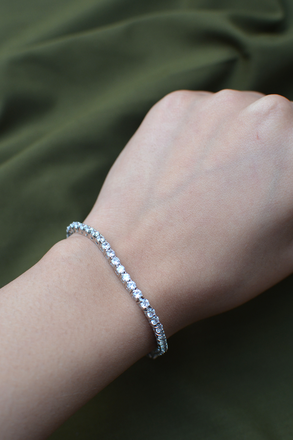 Single Line Silver Tennis Bracelet