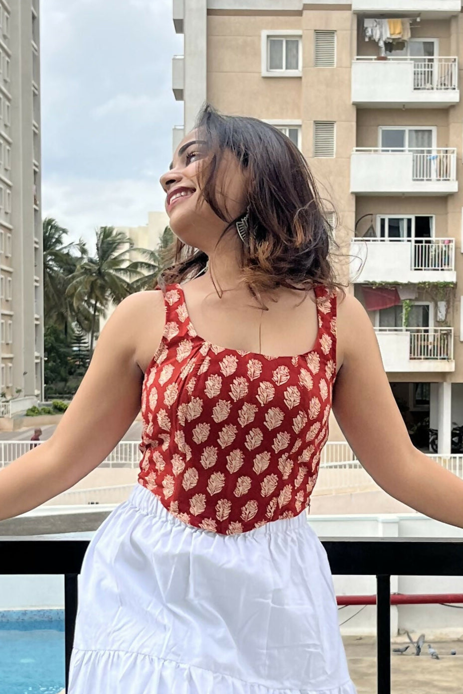 Red Cotton Corset Top