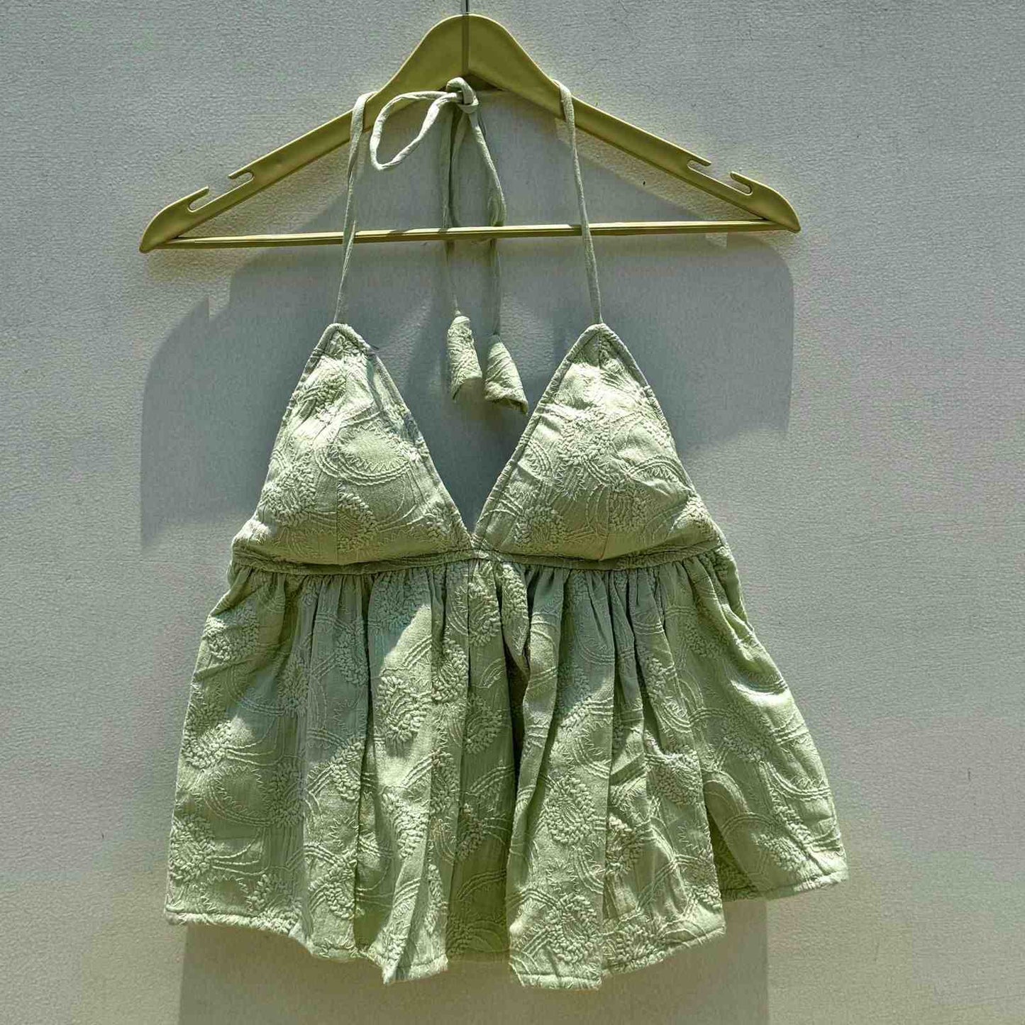 Pista Green Chikan Cotton Top