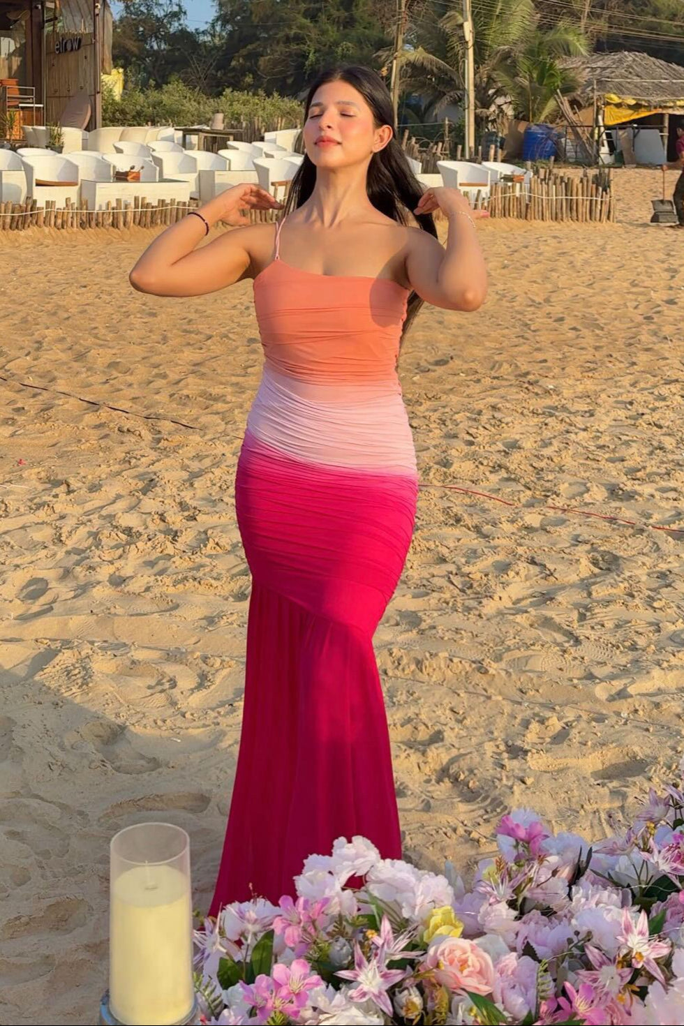 Pink Lycra Ombre Dress
