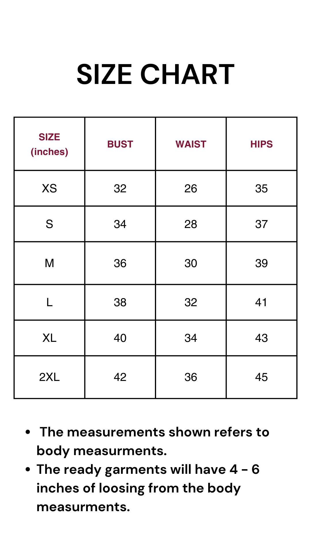 size chart