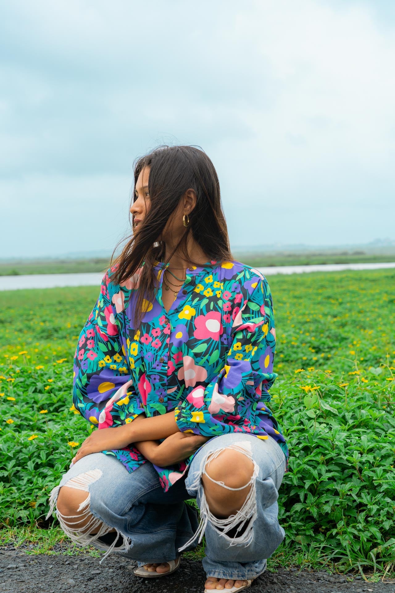 Valley of Flowers Free-size Cotton Shirt