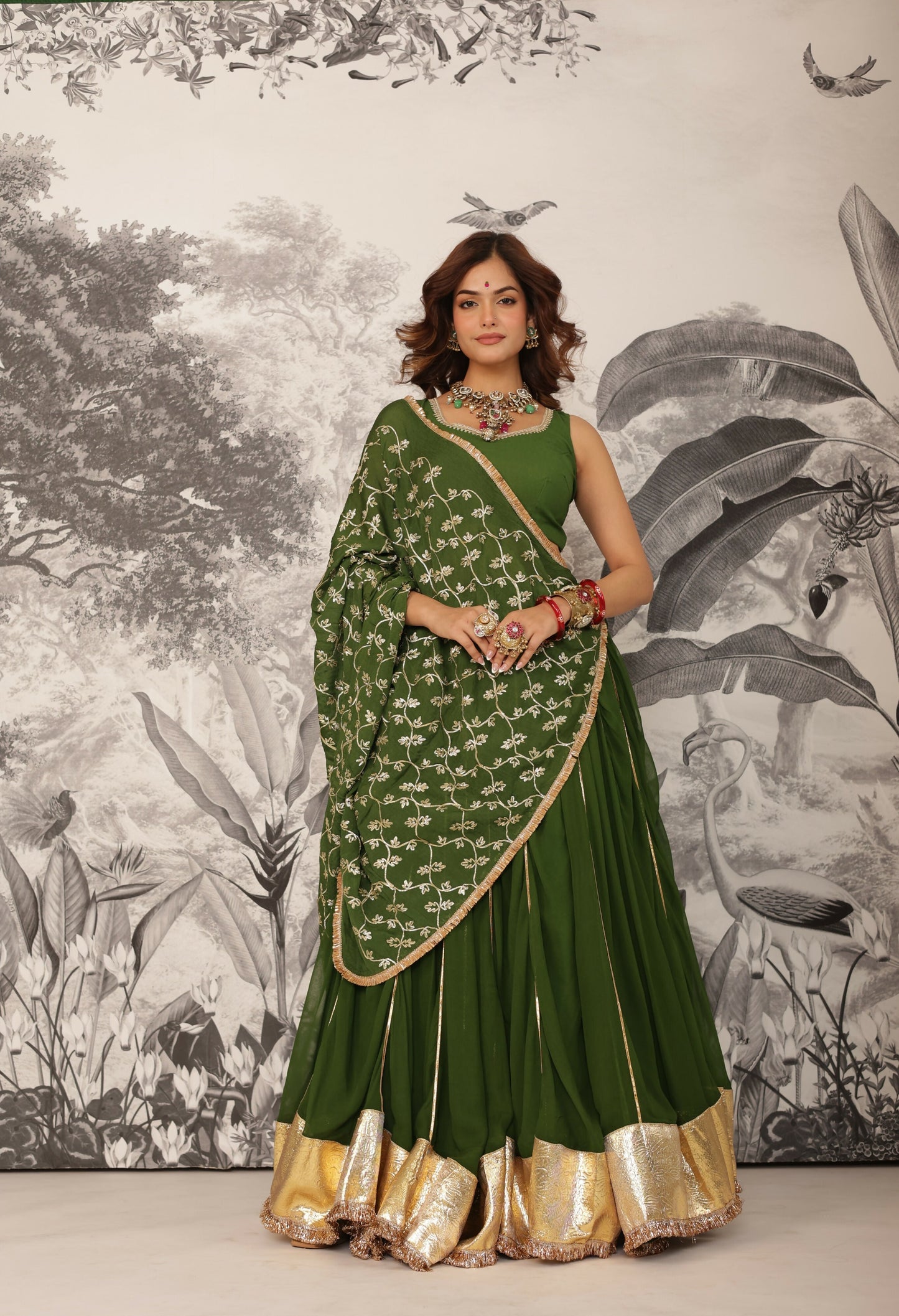 Purvai Gota Work Georgette Lehenga