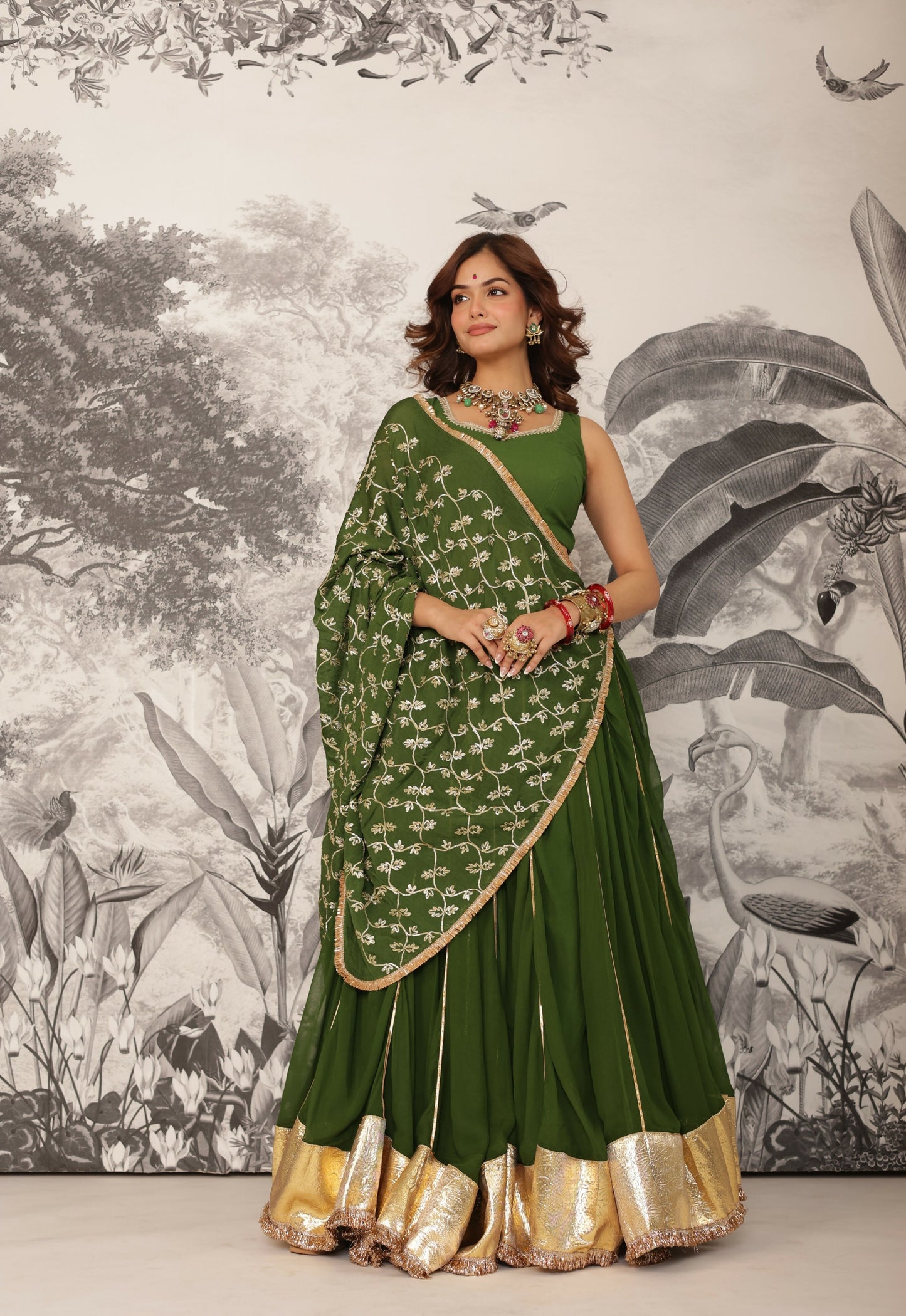 Purvai Gota Work Georgette Lehenga