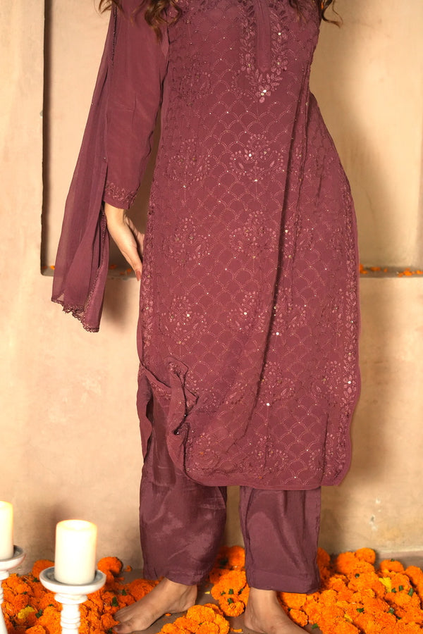 Fara Chikankari And Mukaish Crepe Set