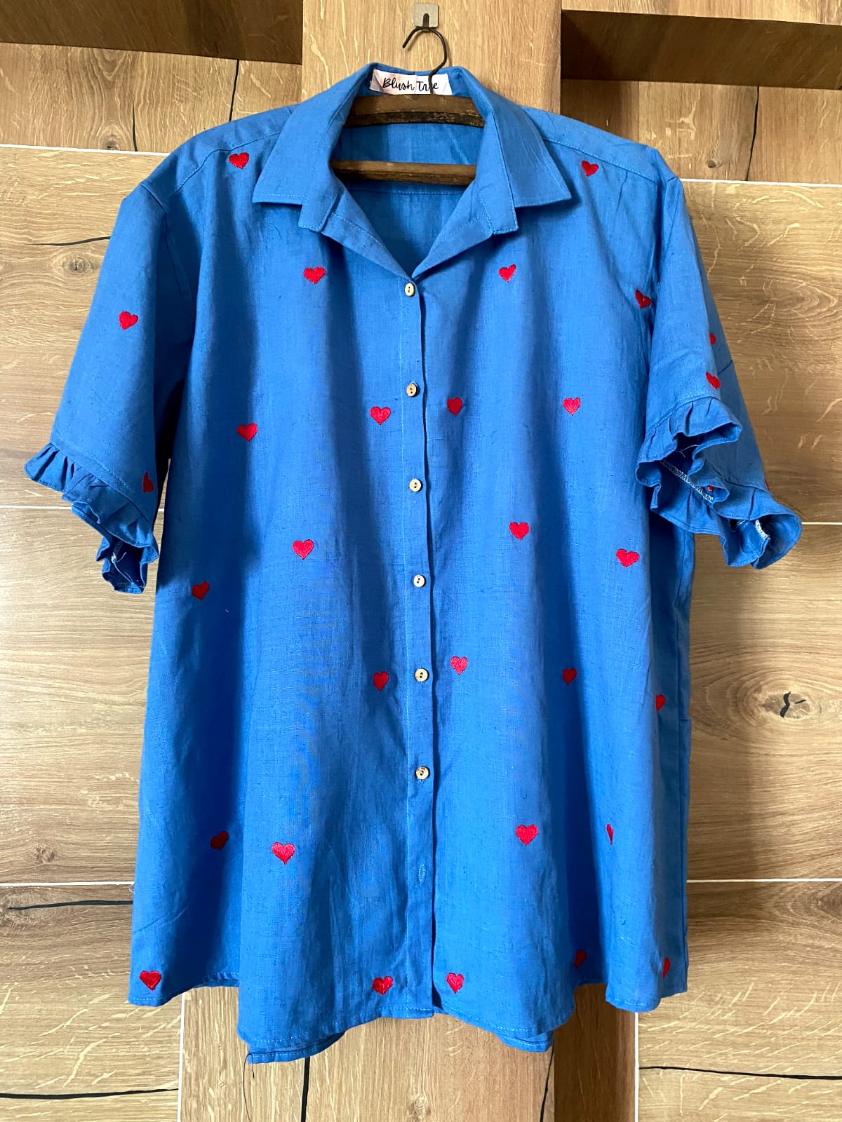 Dilbara Red Heart Embroidered Cotton Shirt