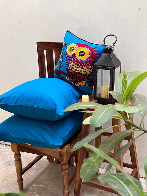 Neelber and Owl Blue Cushion Cover