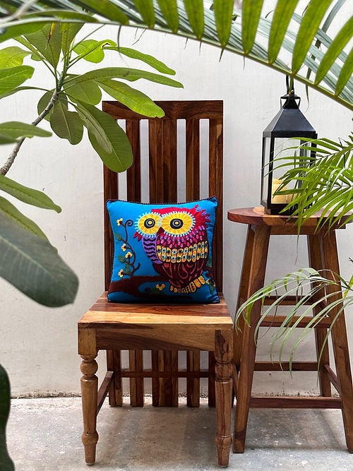 Neelber and Owl Blue Cushion Cover