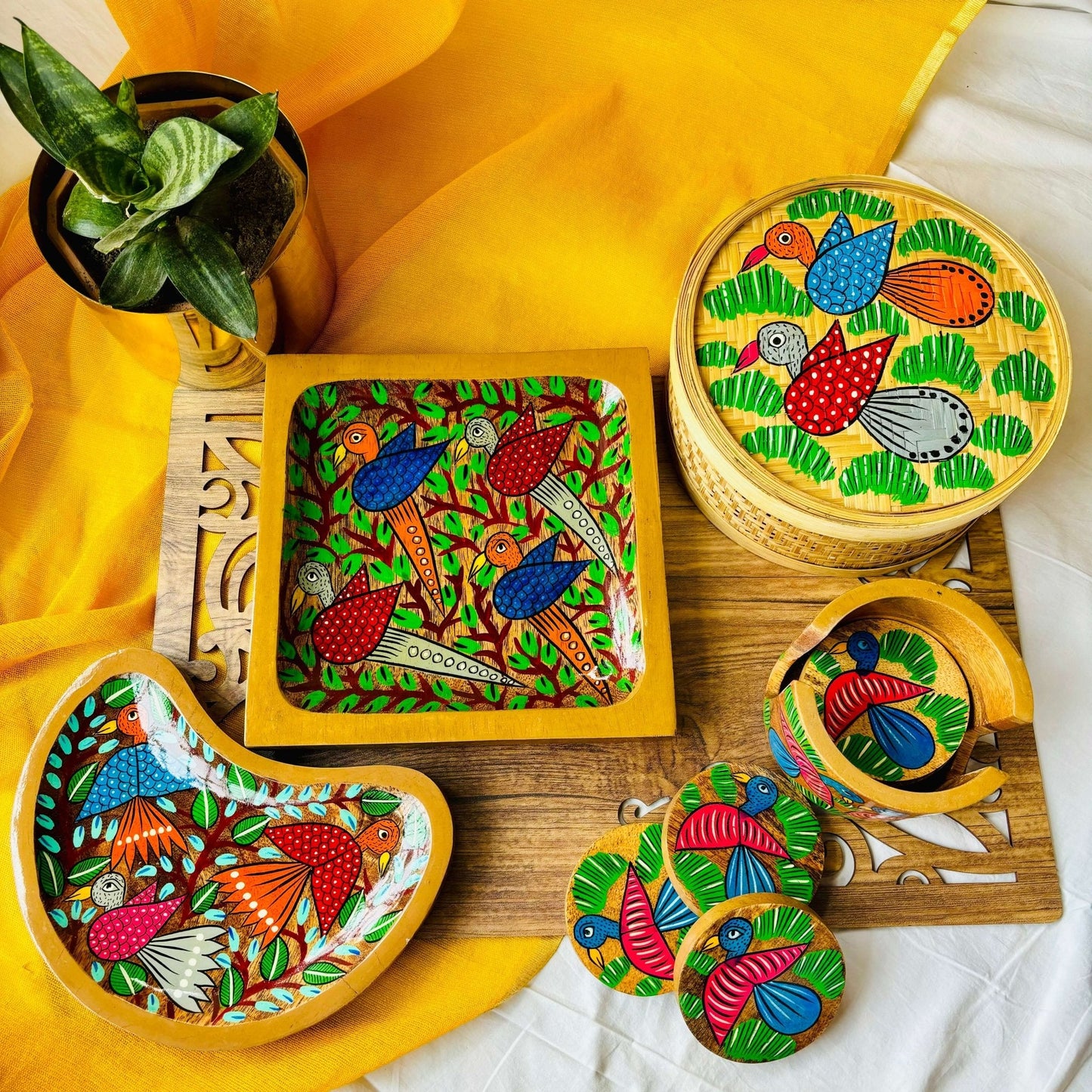 Chiraiya Wooden Platter | Coaster | Utility Box Hamper