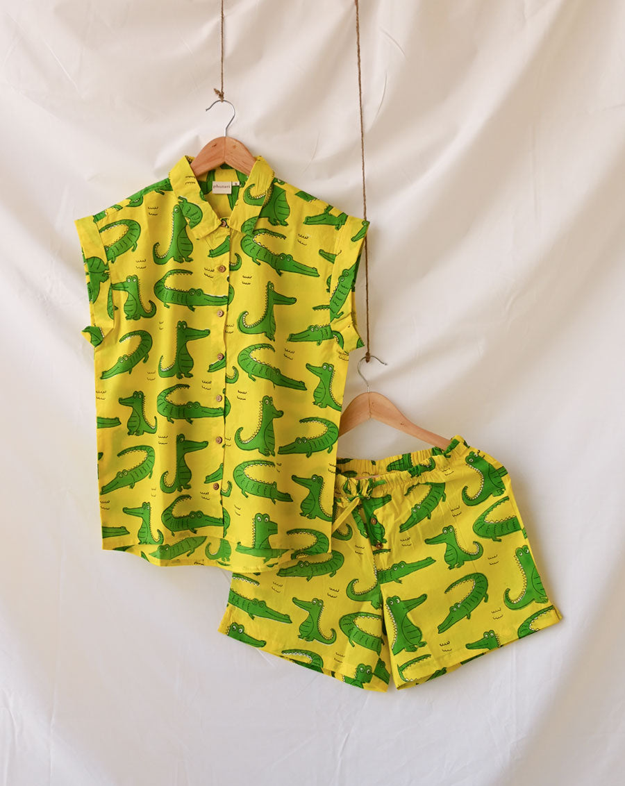 Agar Magar Shortees - Crocodile Print