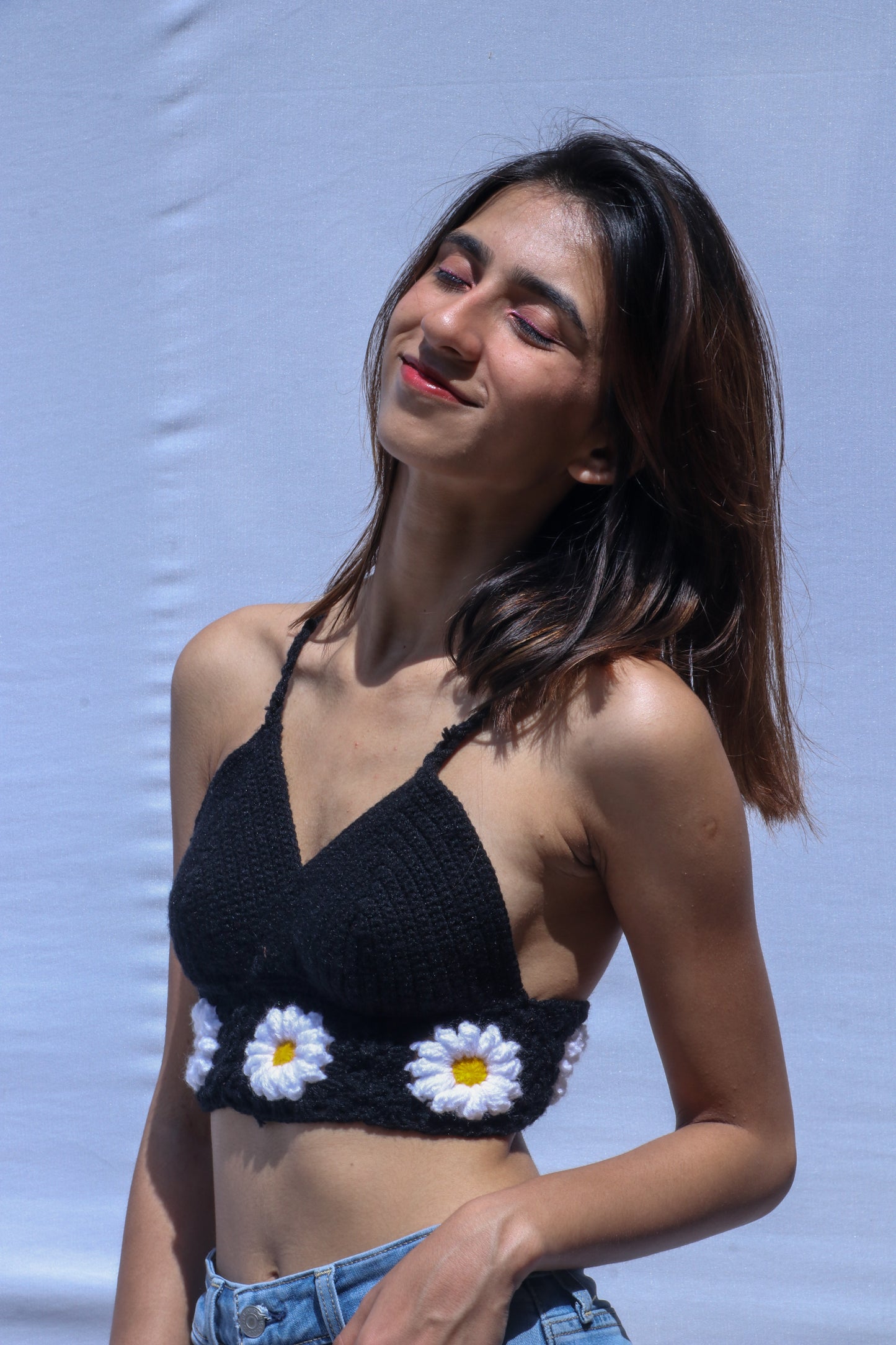 Daisy Black Crochet Crop Top