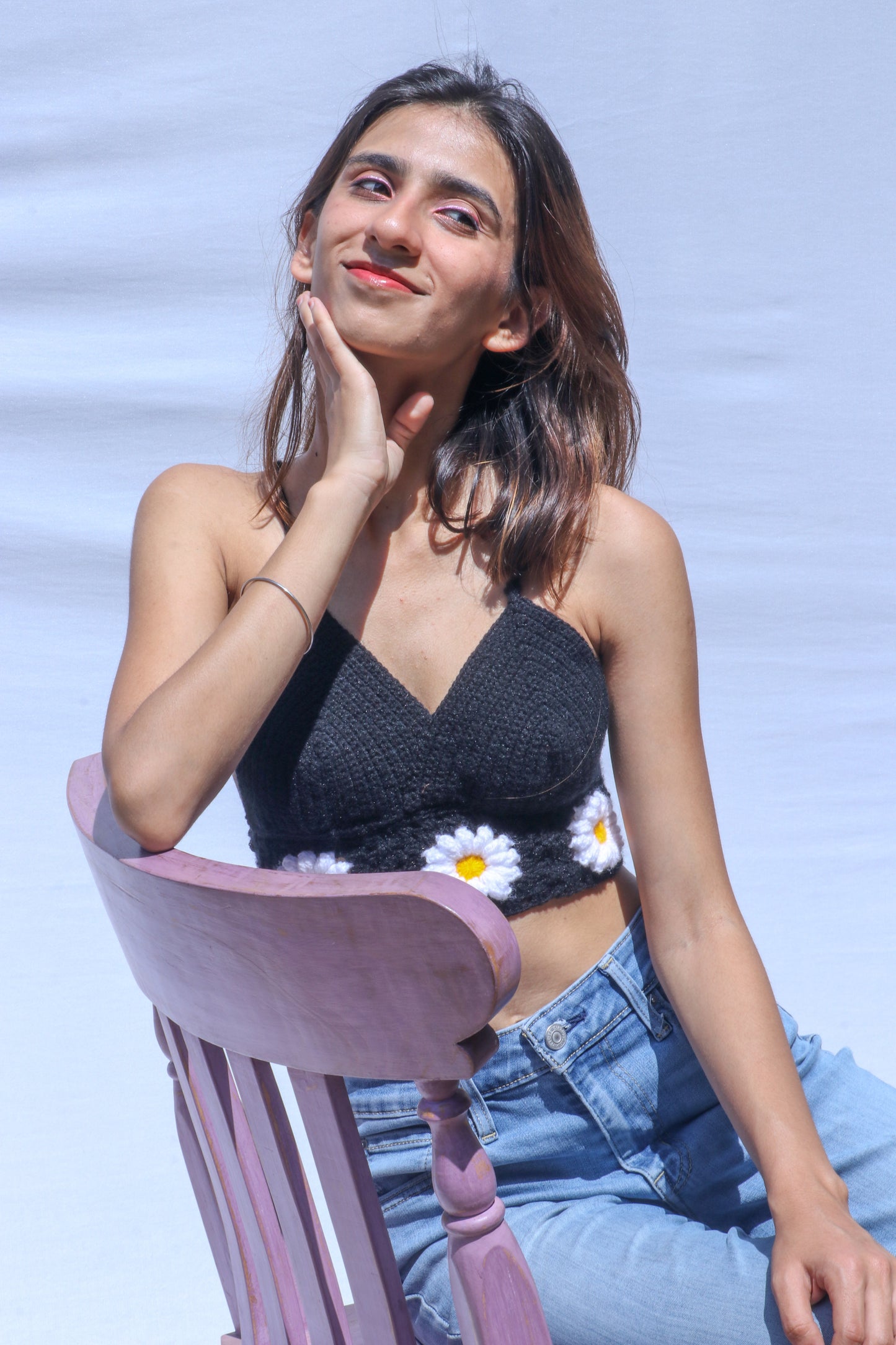 Daisy Black Crochet Crop Top