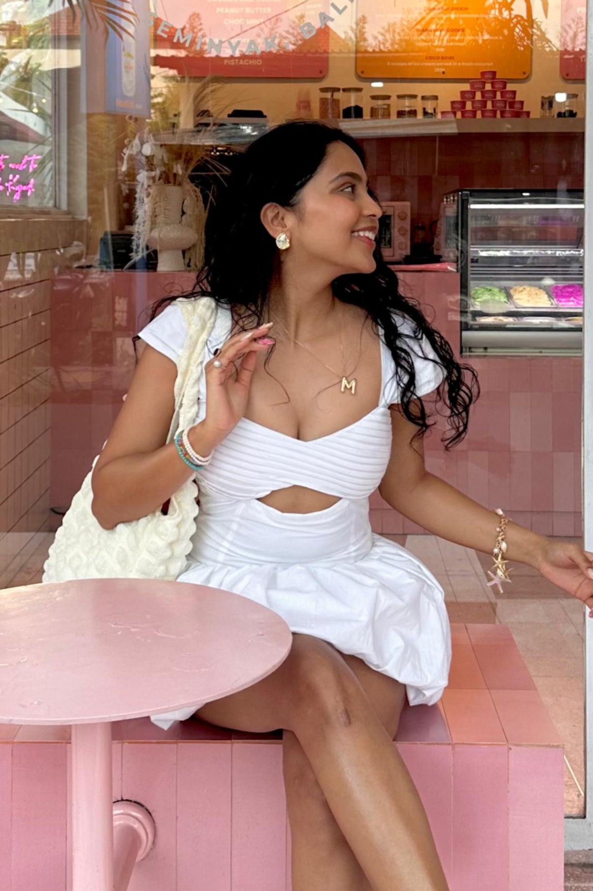 White Balloon Short Dress