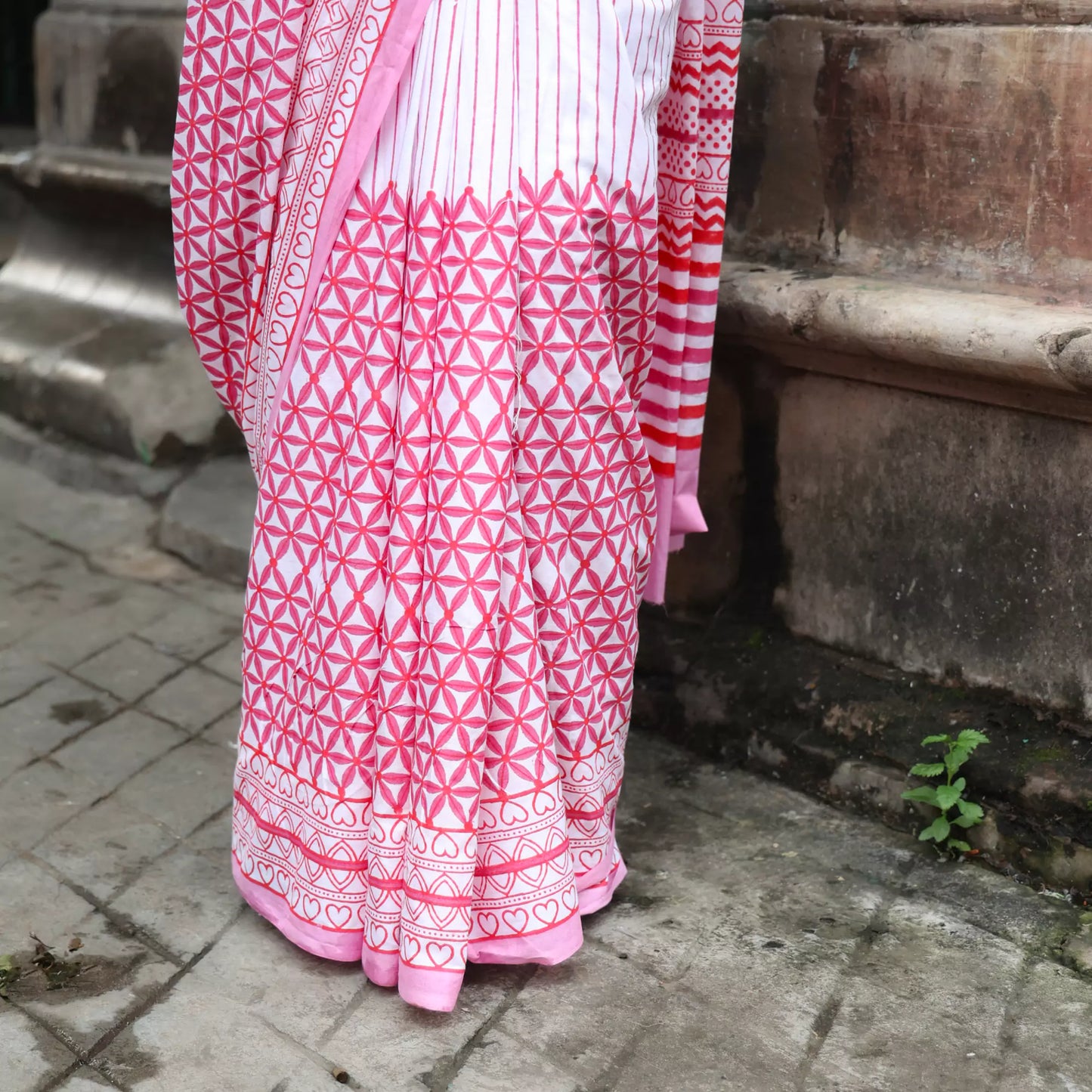 Evening Raga - Mul Cotton Hand Block Printed Ready to Wear Pocket Saree