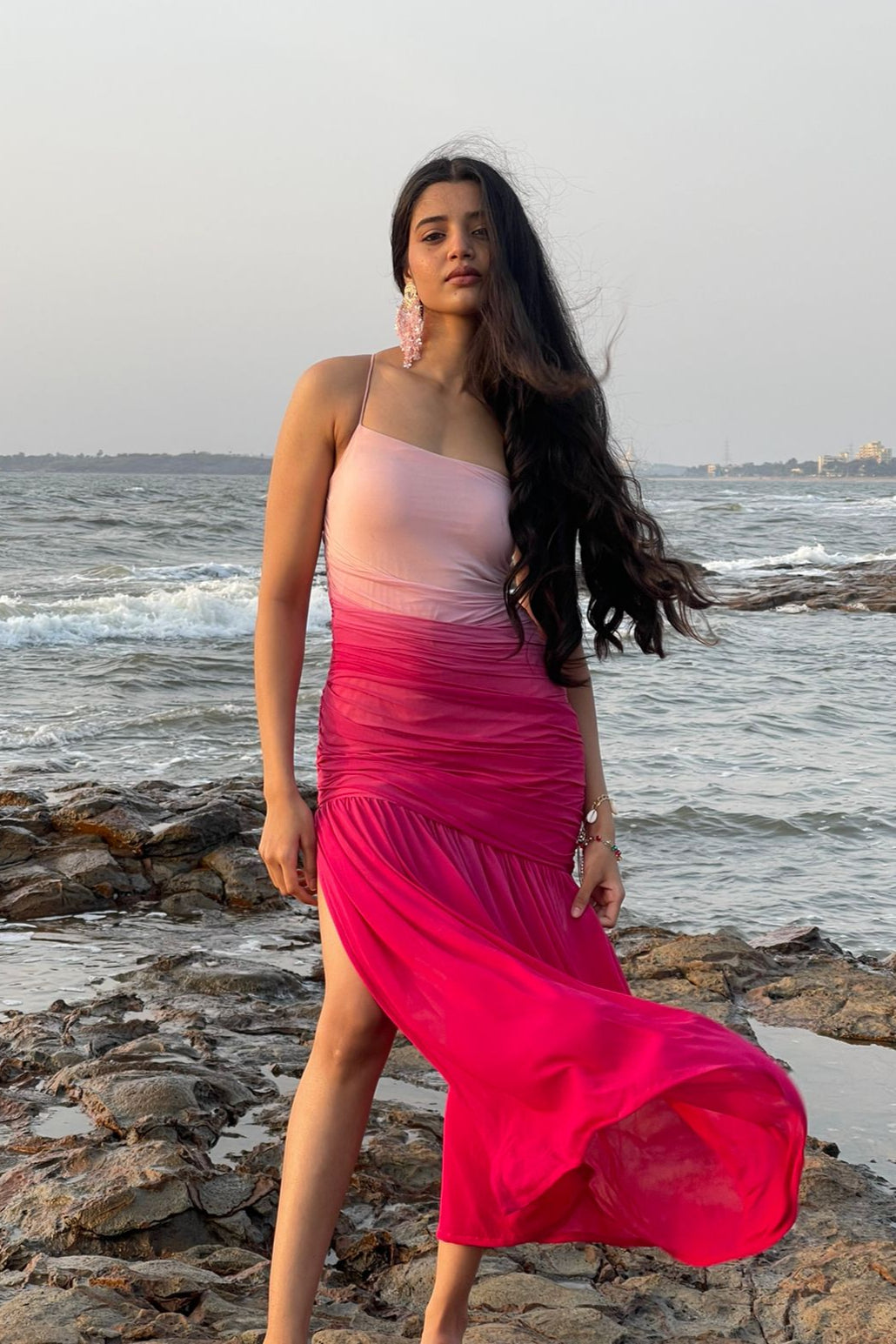Pink Lycra Ombre Dress