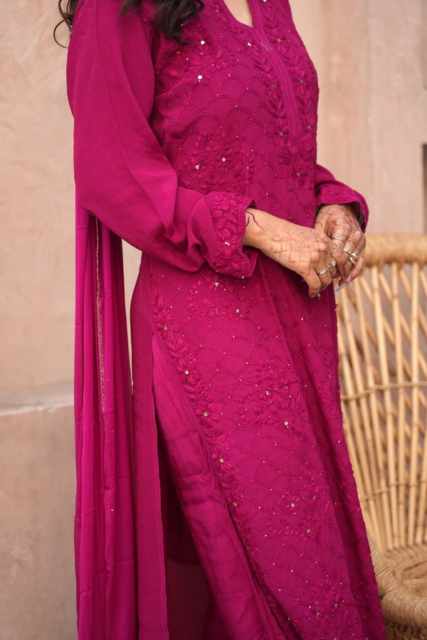Fara Chikankari And Mukaish Crepe Set