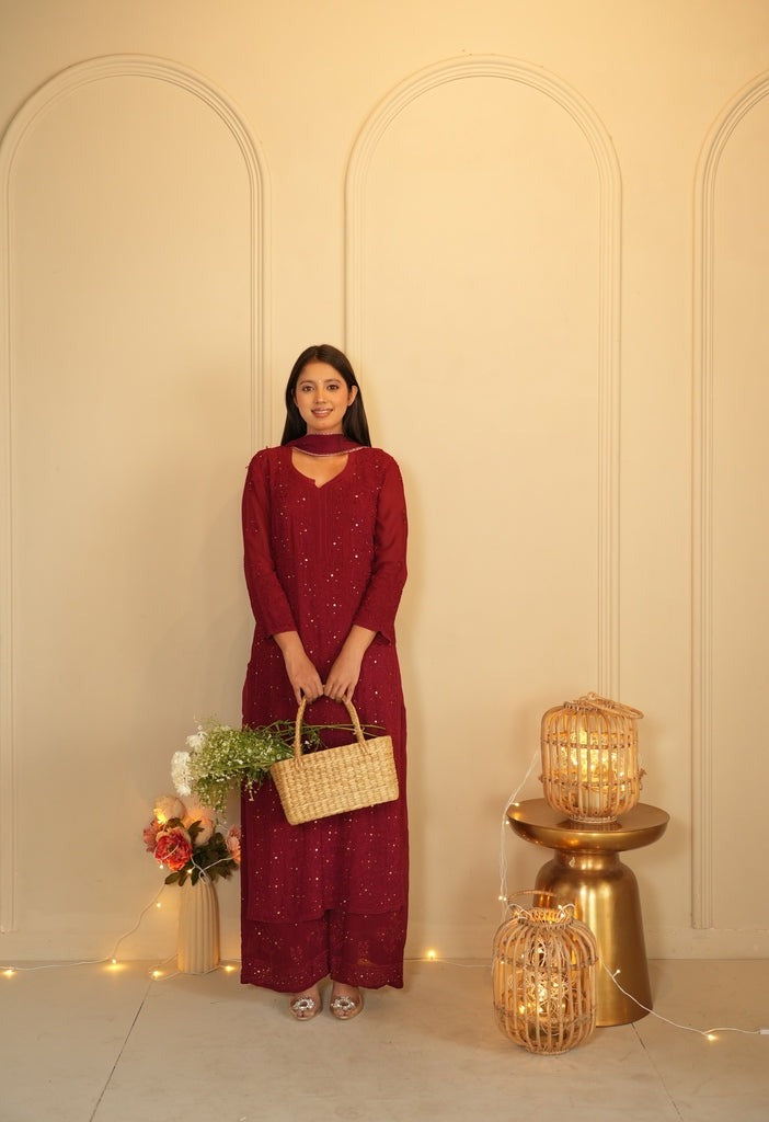 Noor Chikankari And Mukaish Work Set