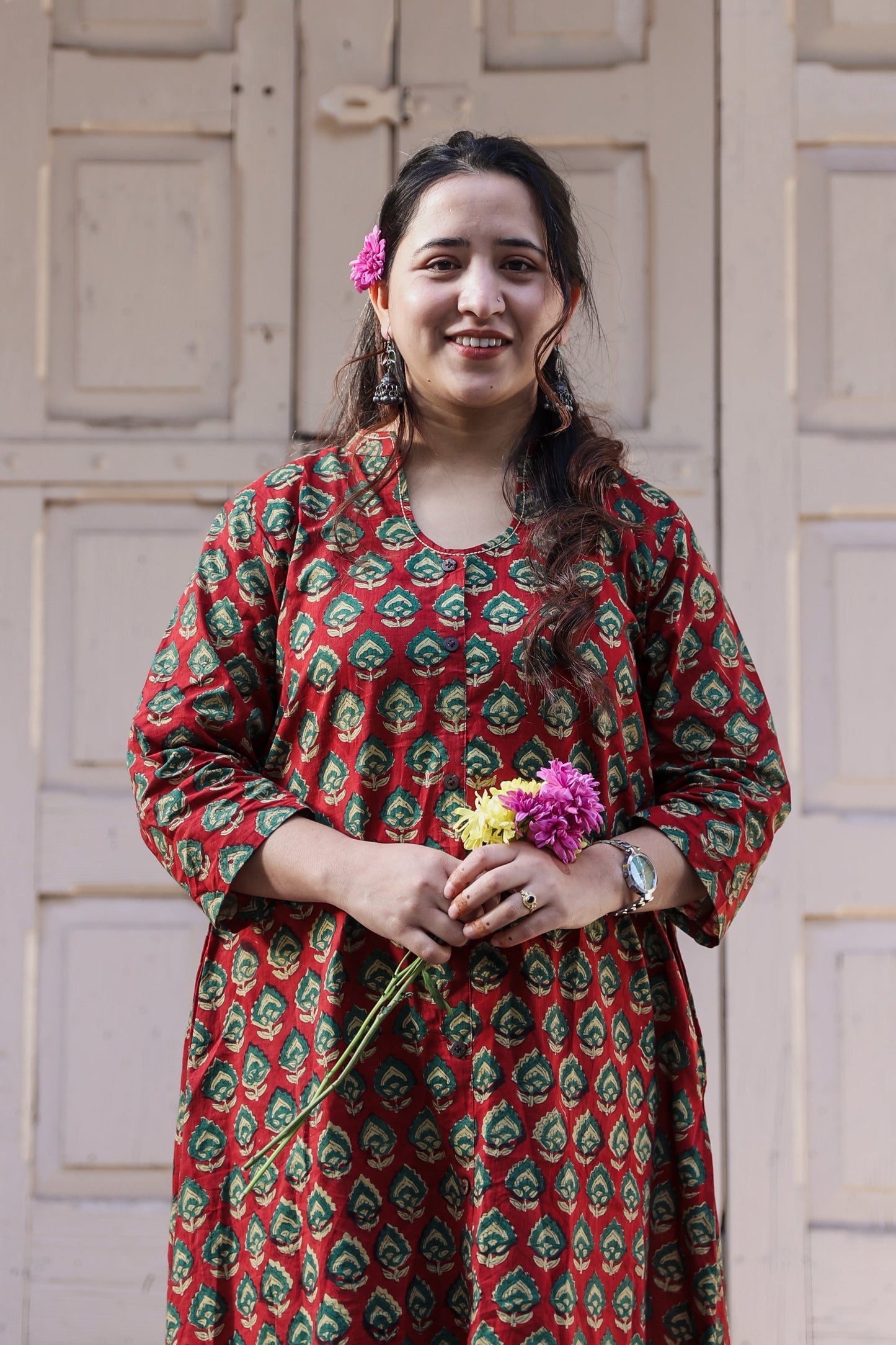 Shivani Bagru A-line long Kurta