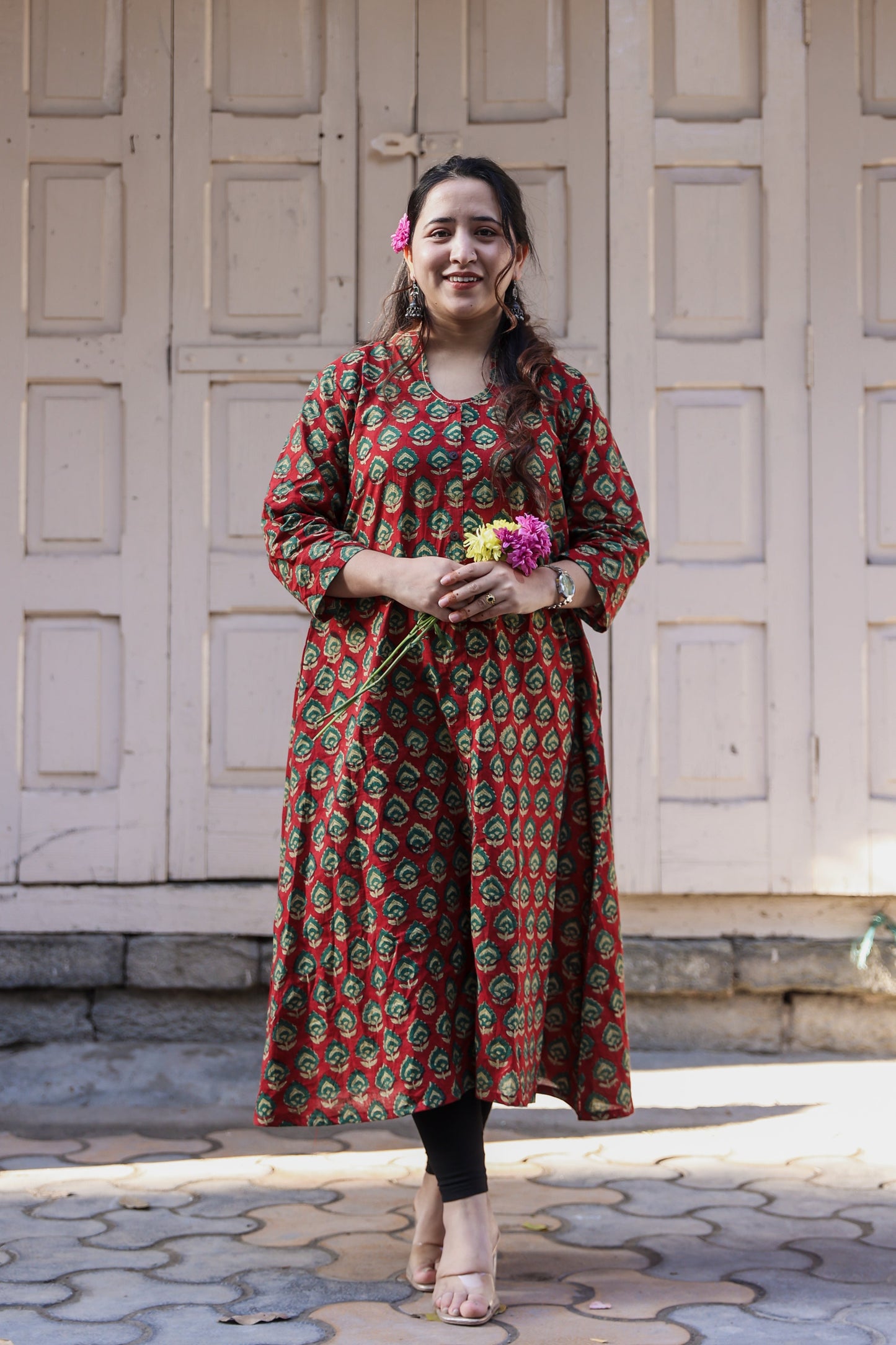 Shivani Bagru A-line long Kurta