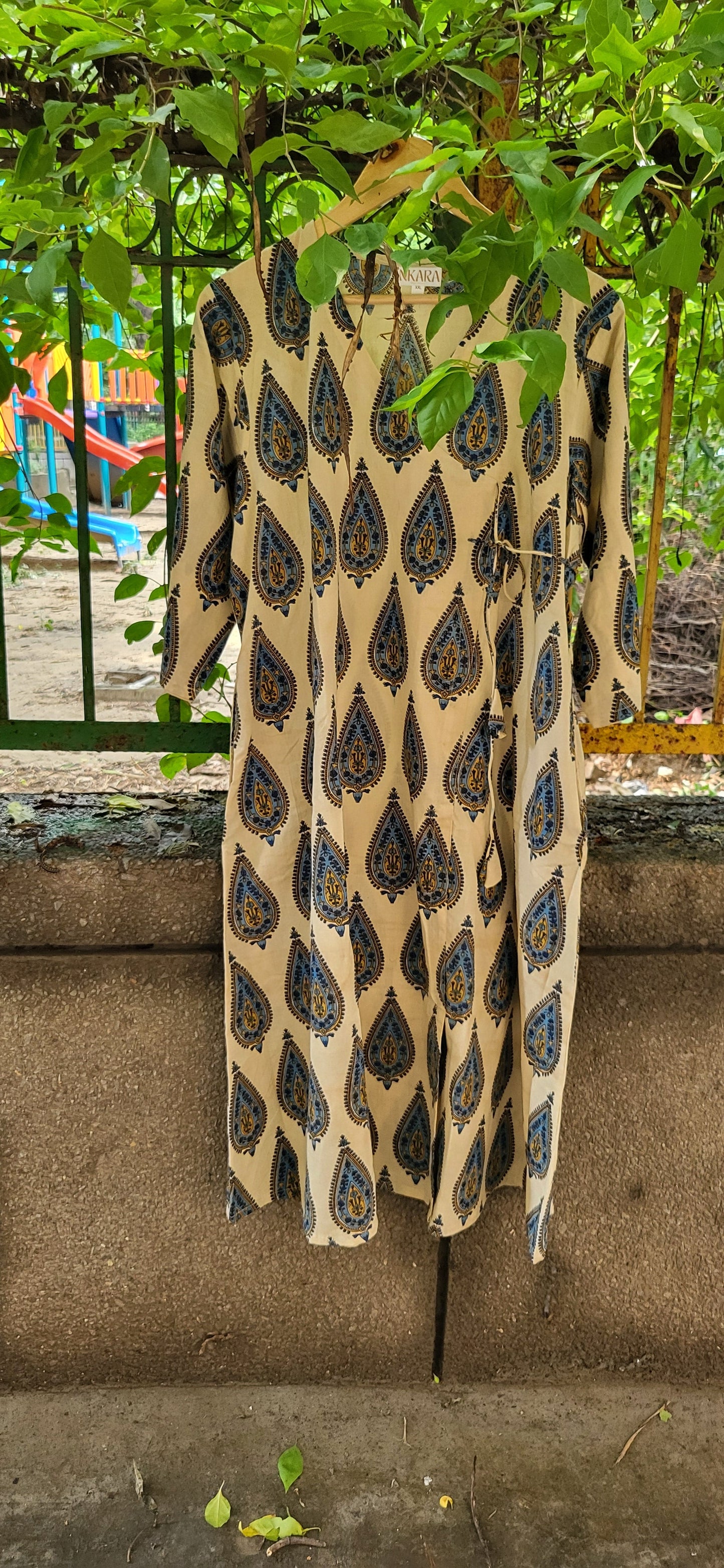 Kashi Bagru Angrakha Style Long Kurta
