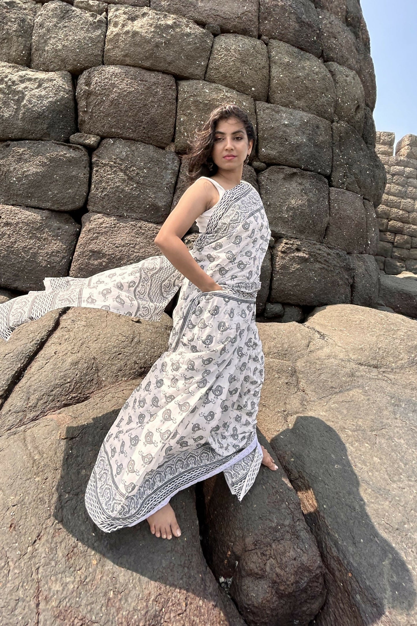 Misty Sparrow Cotton Instantwear Pocket Saree