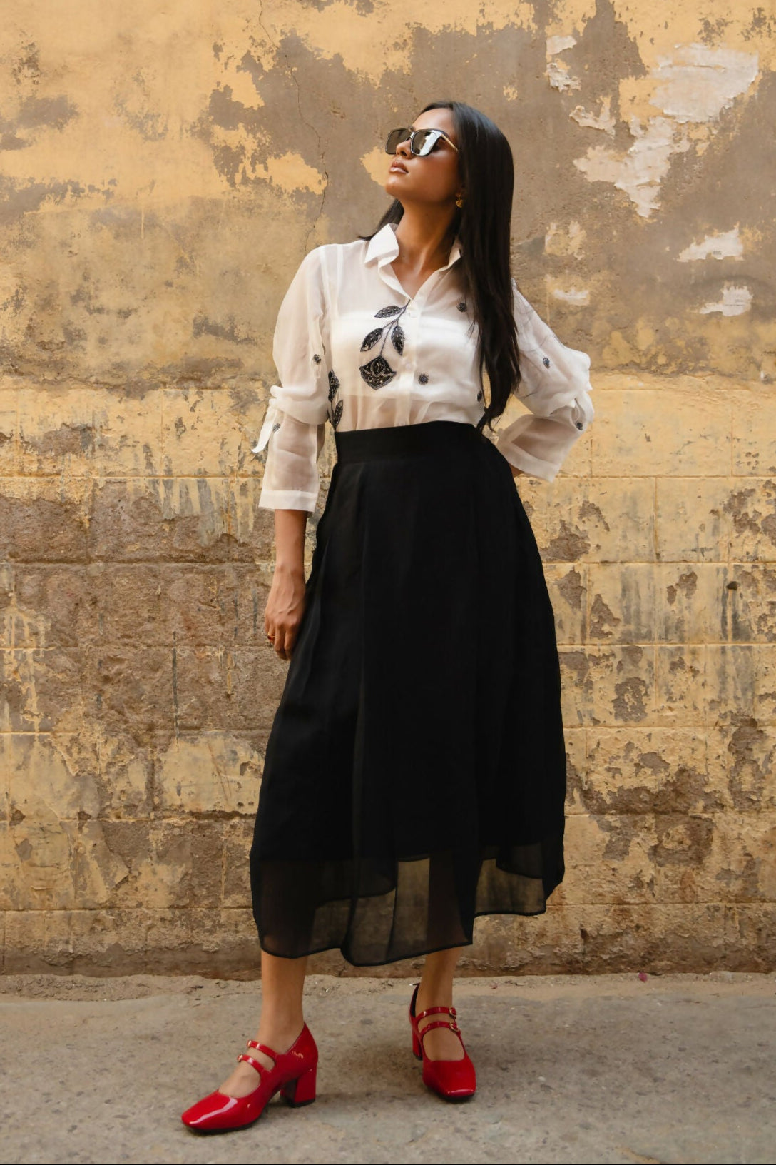 Fiona Black Organza Skirt