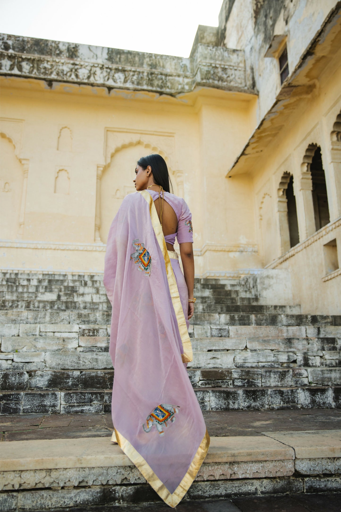 Meera - Royal Elephant Hand painted Saree