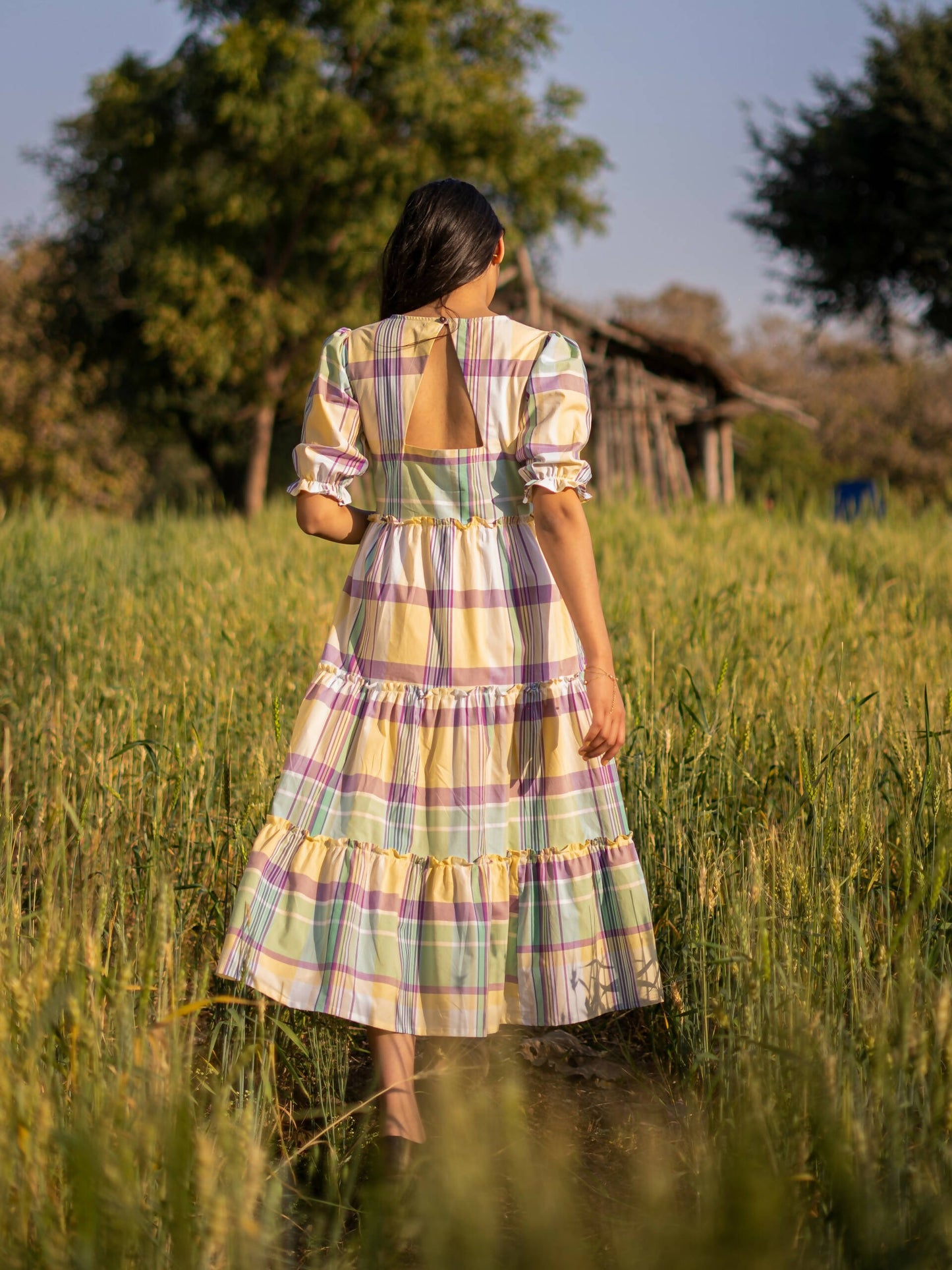 Sunset Gold Tiered Dress