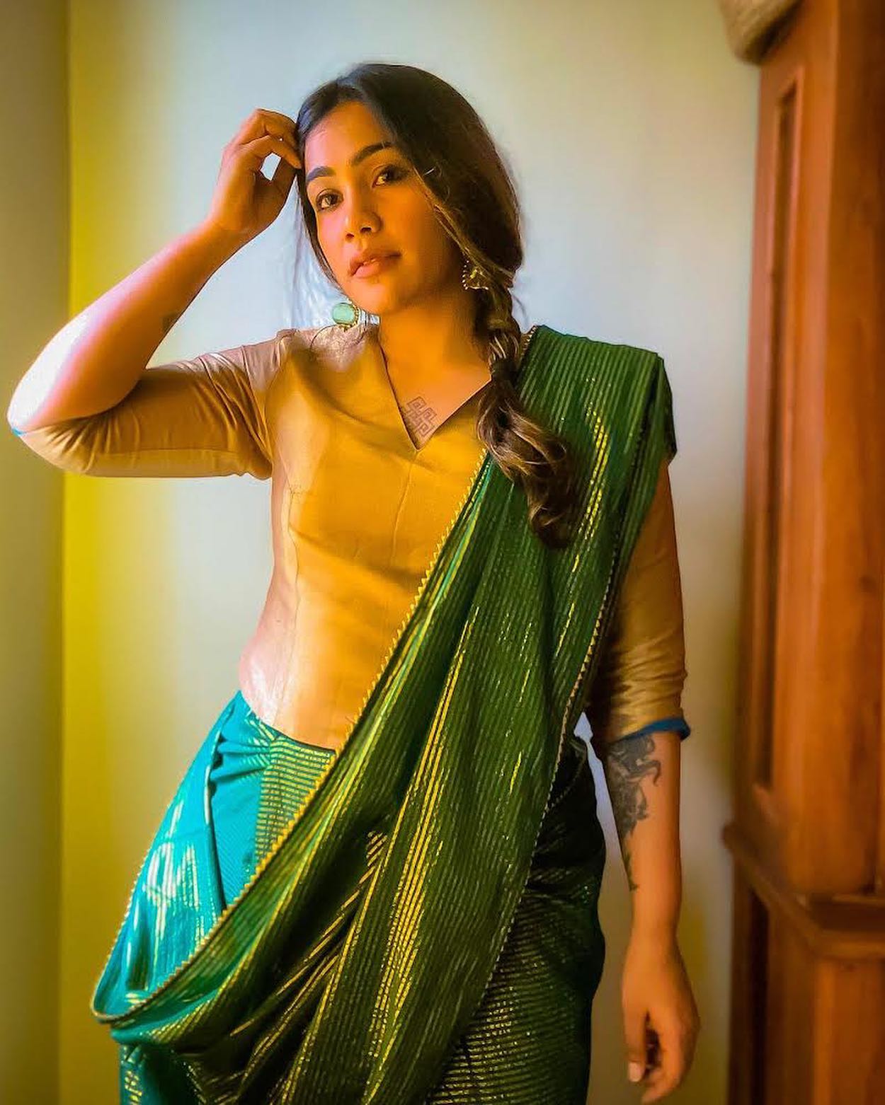 Saira Zari Golden Gota Border Saree