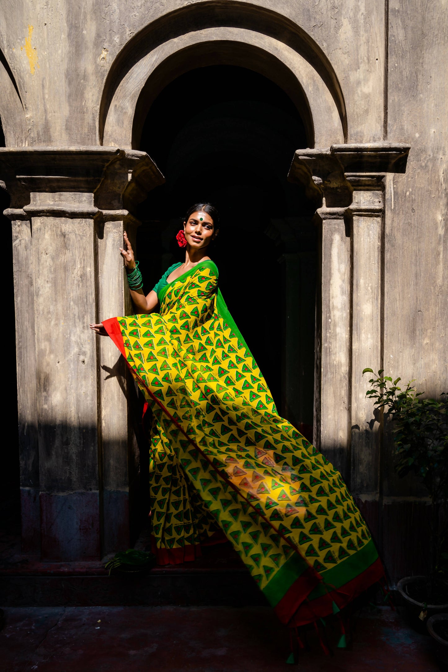 Mishti Paan Yellow Cotton Saree