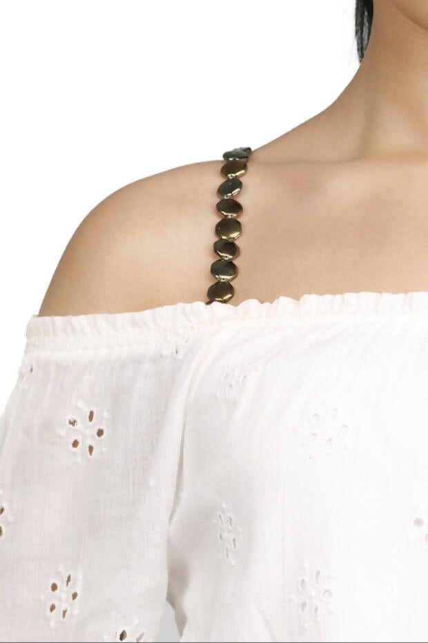 Metallic Blend Beaded Bra Strap