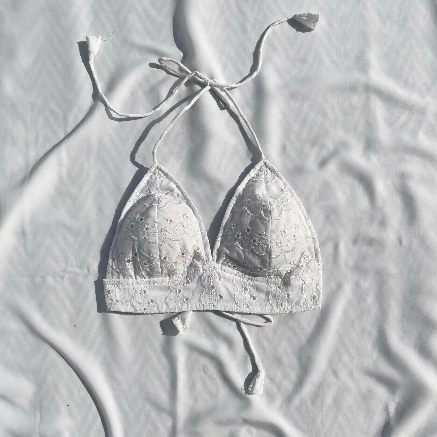 White Chikan Cotton Padded Bralette