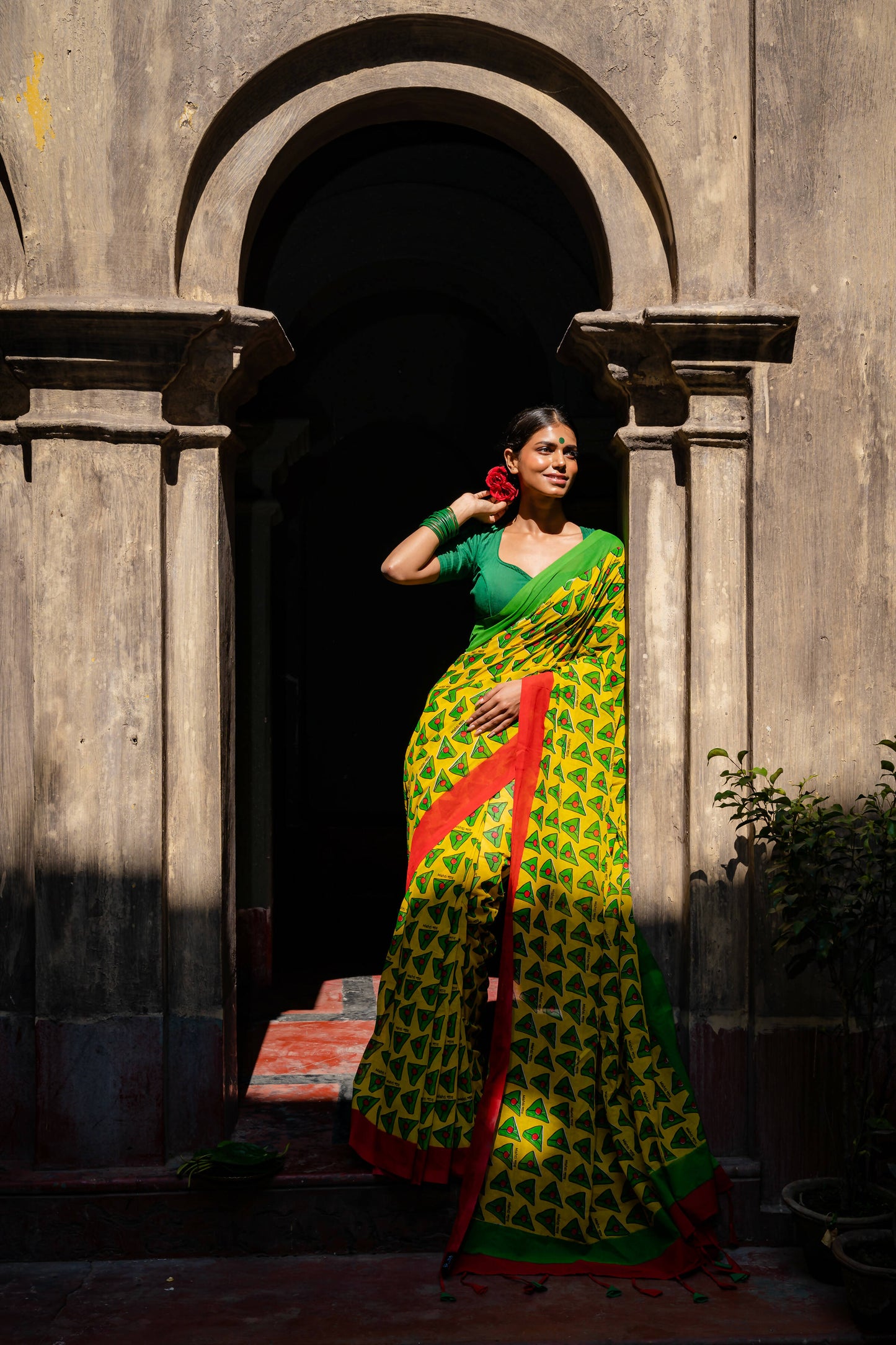 Mishti Paan Yellow Cotton Saree