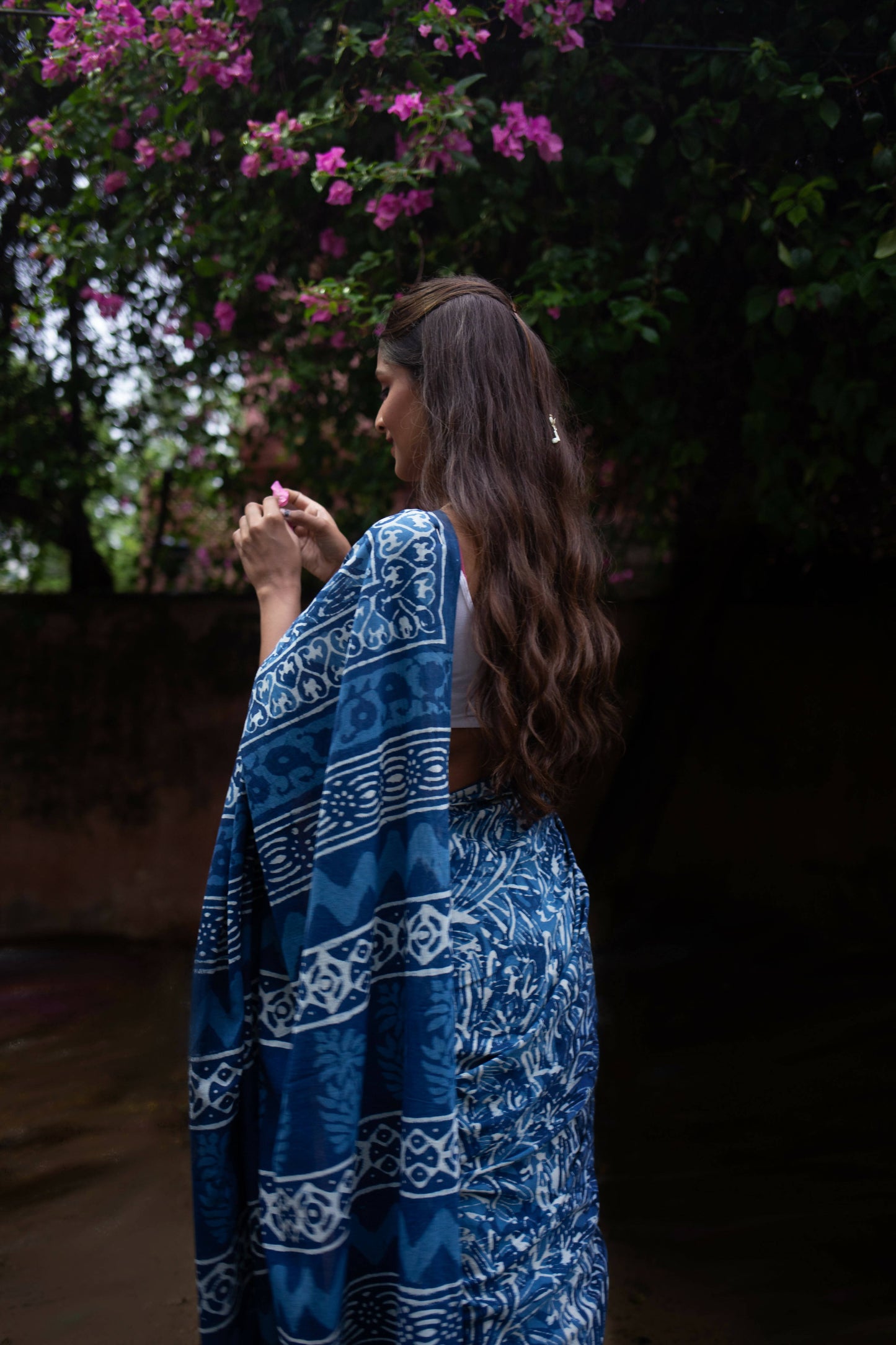 Indigo Illusion Block Printed Saree