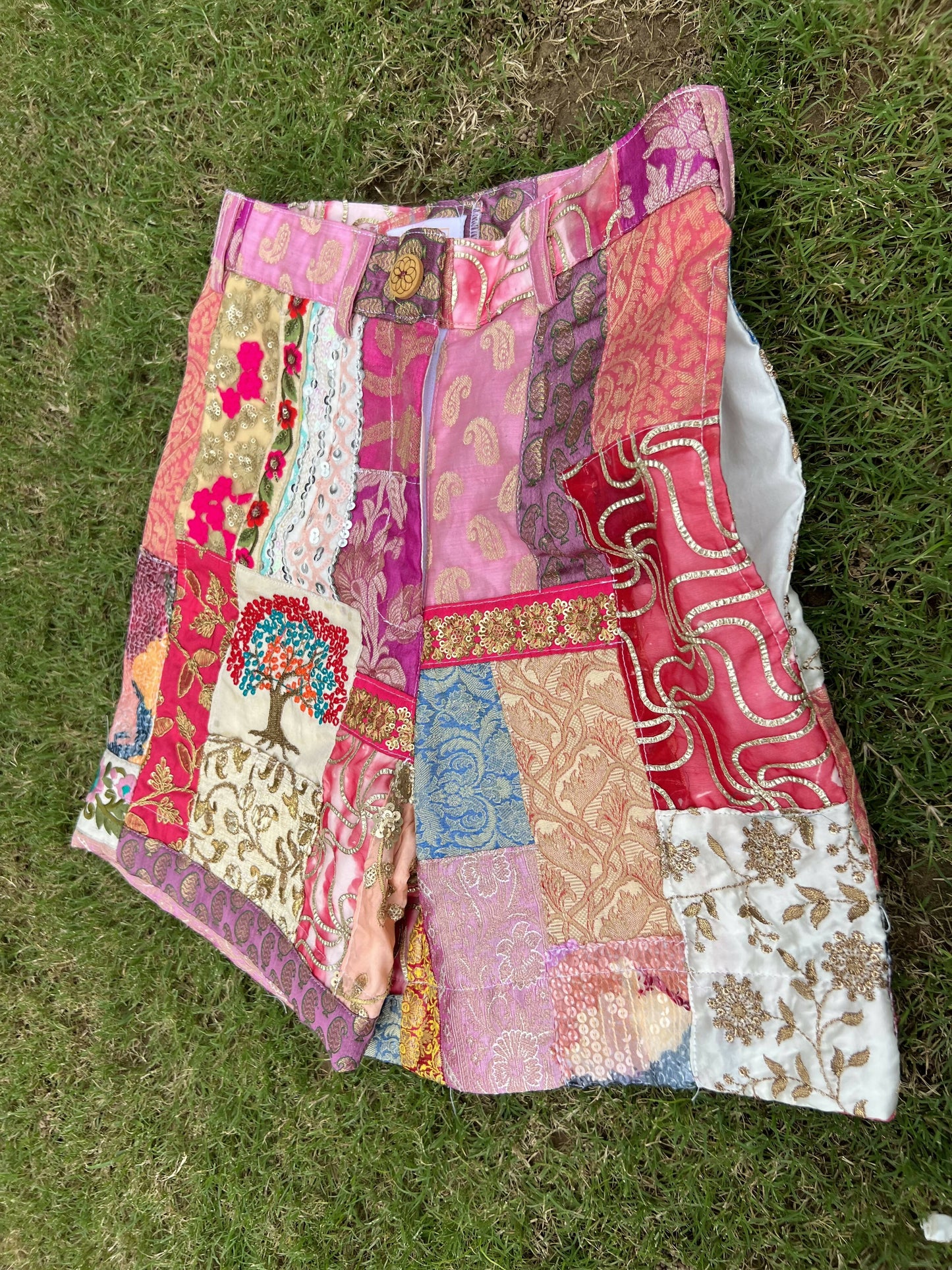 Zia Patchwork Cotton Shorts
