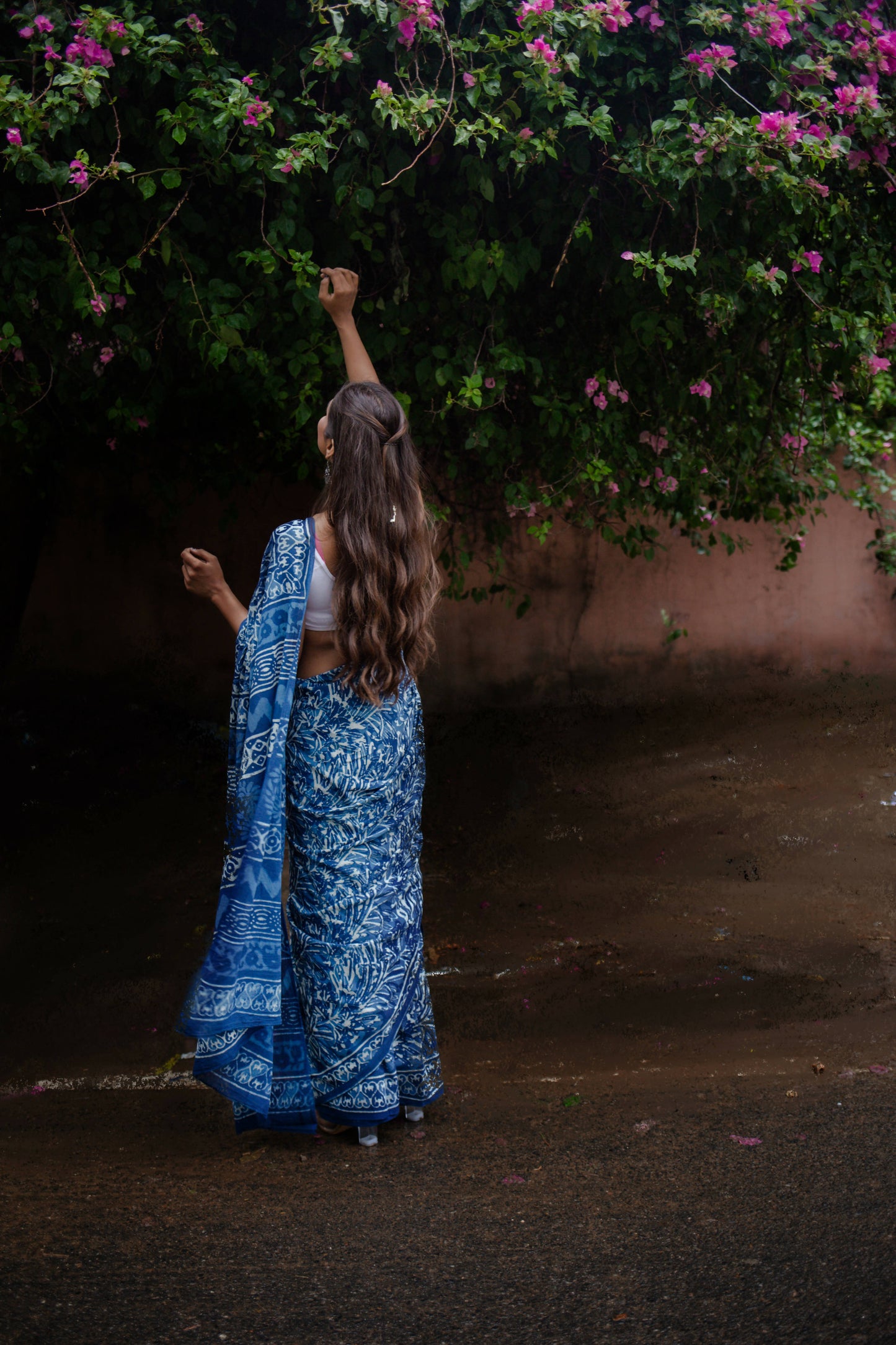 Indigo Illusion Block Printed Saree