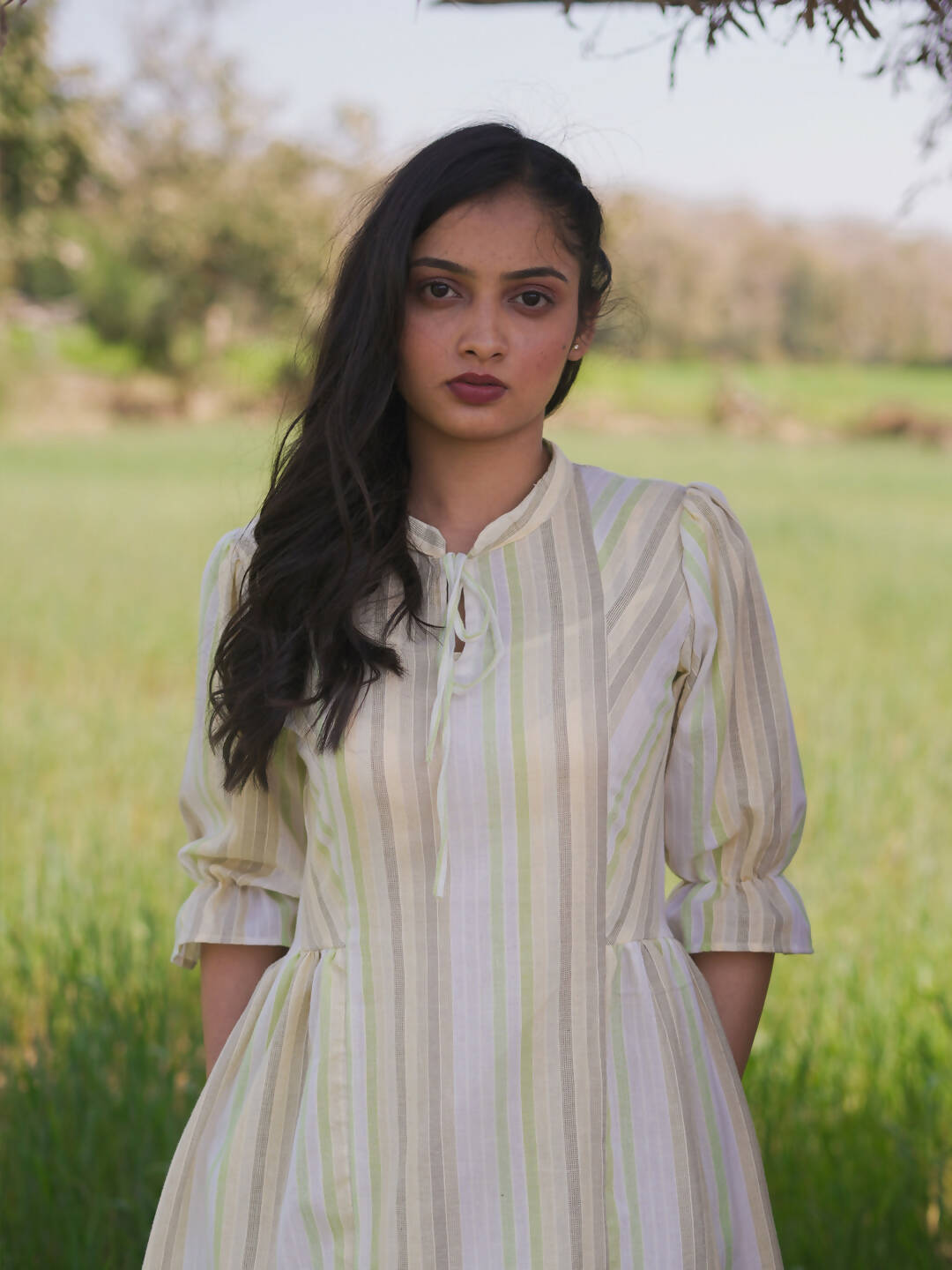 Pastel Green Striped Dress