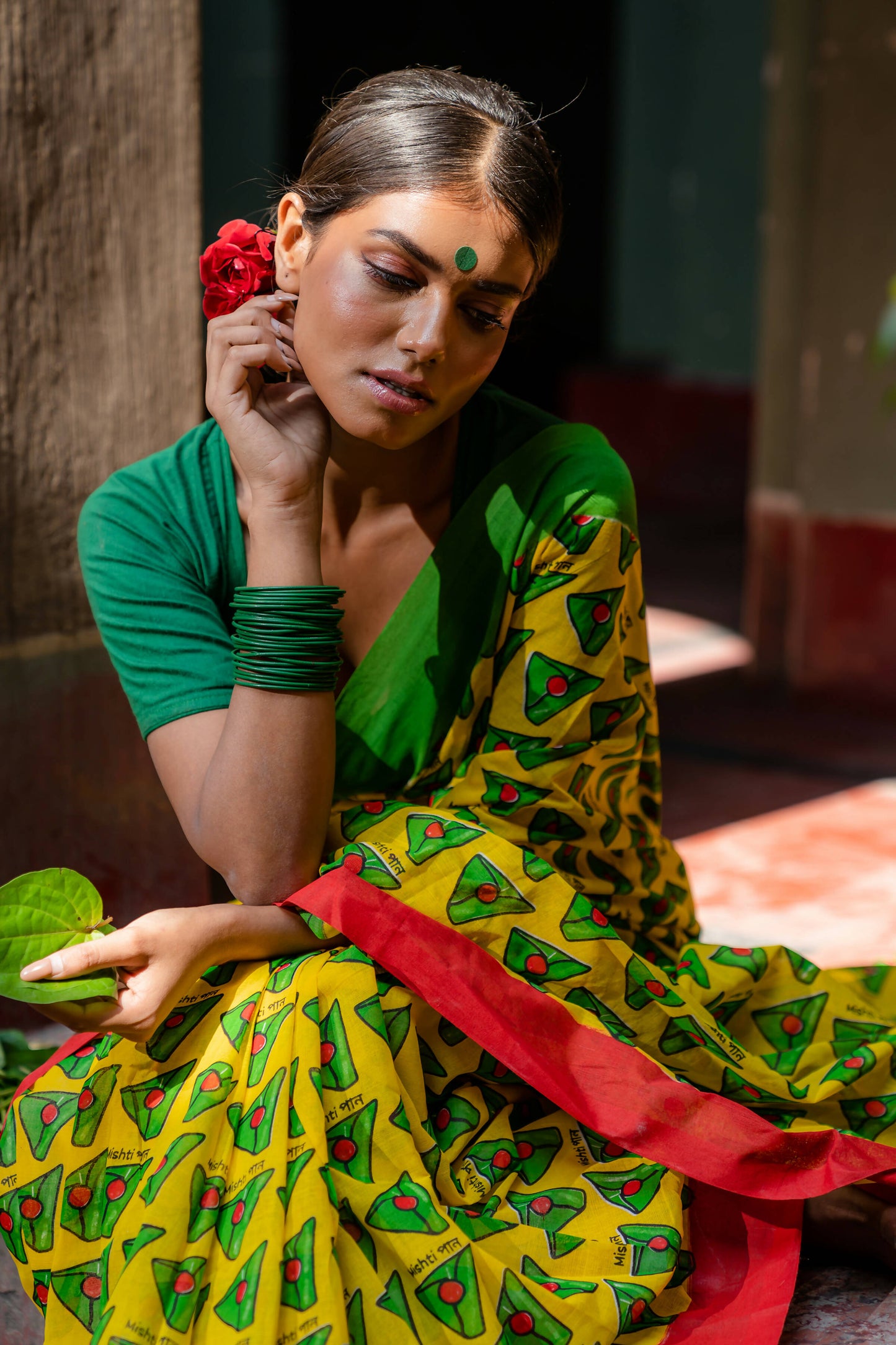 Mishti Paan Yellow Cotton Saree