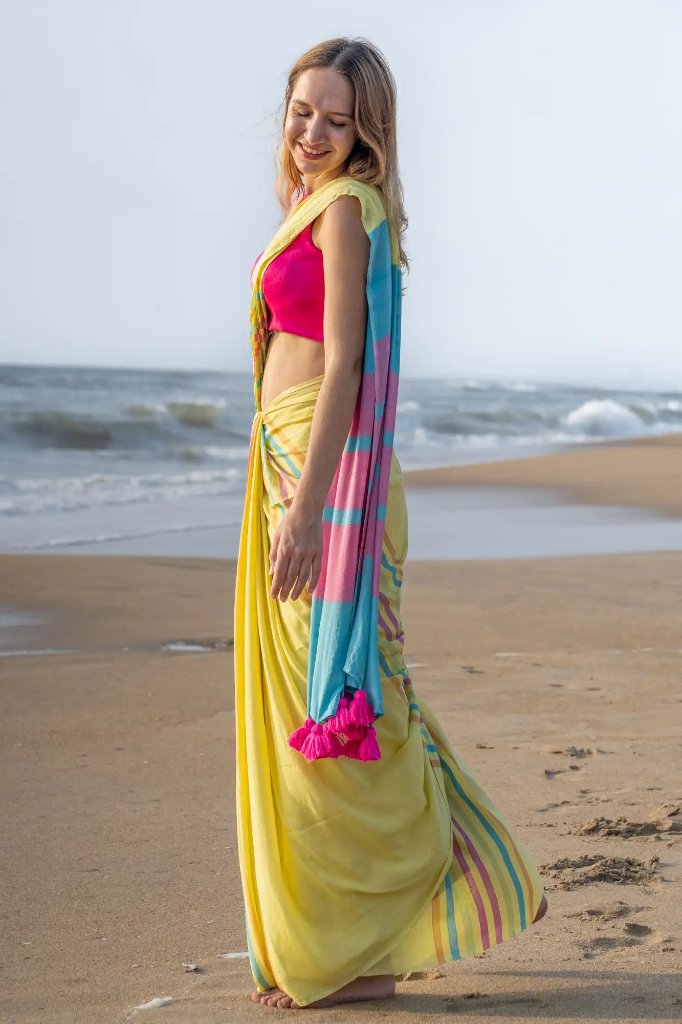 Orchid Opulence Stripe Saree