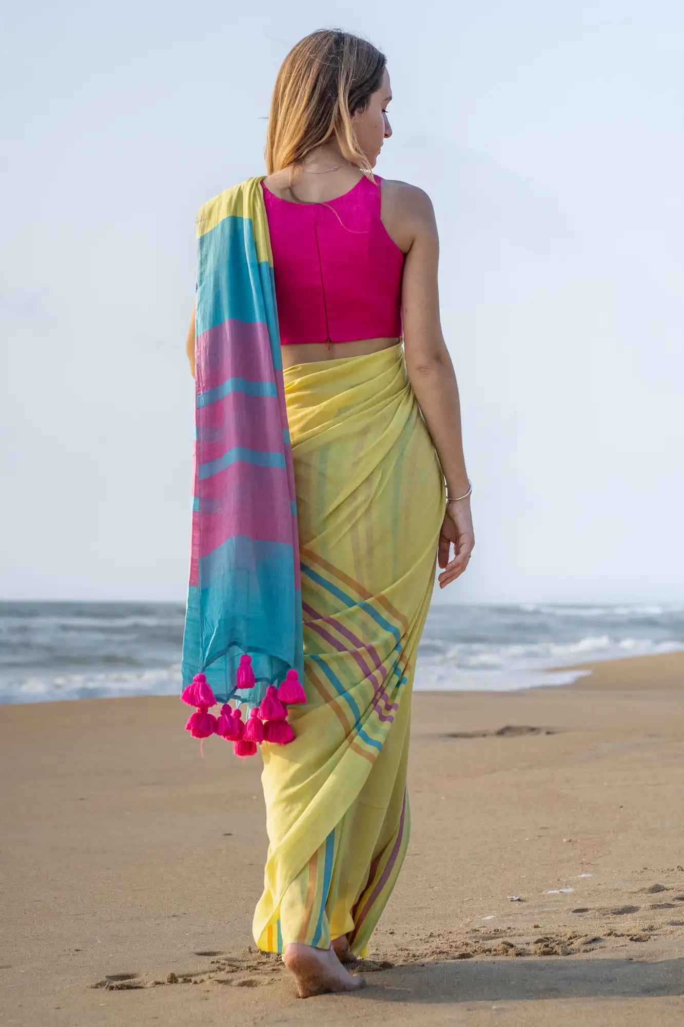 Orchid Opulence Stripe Saree