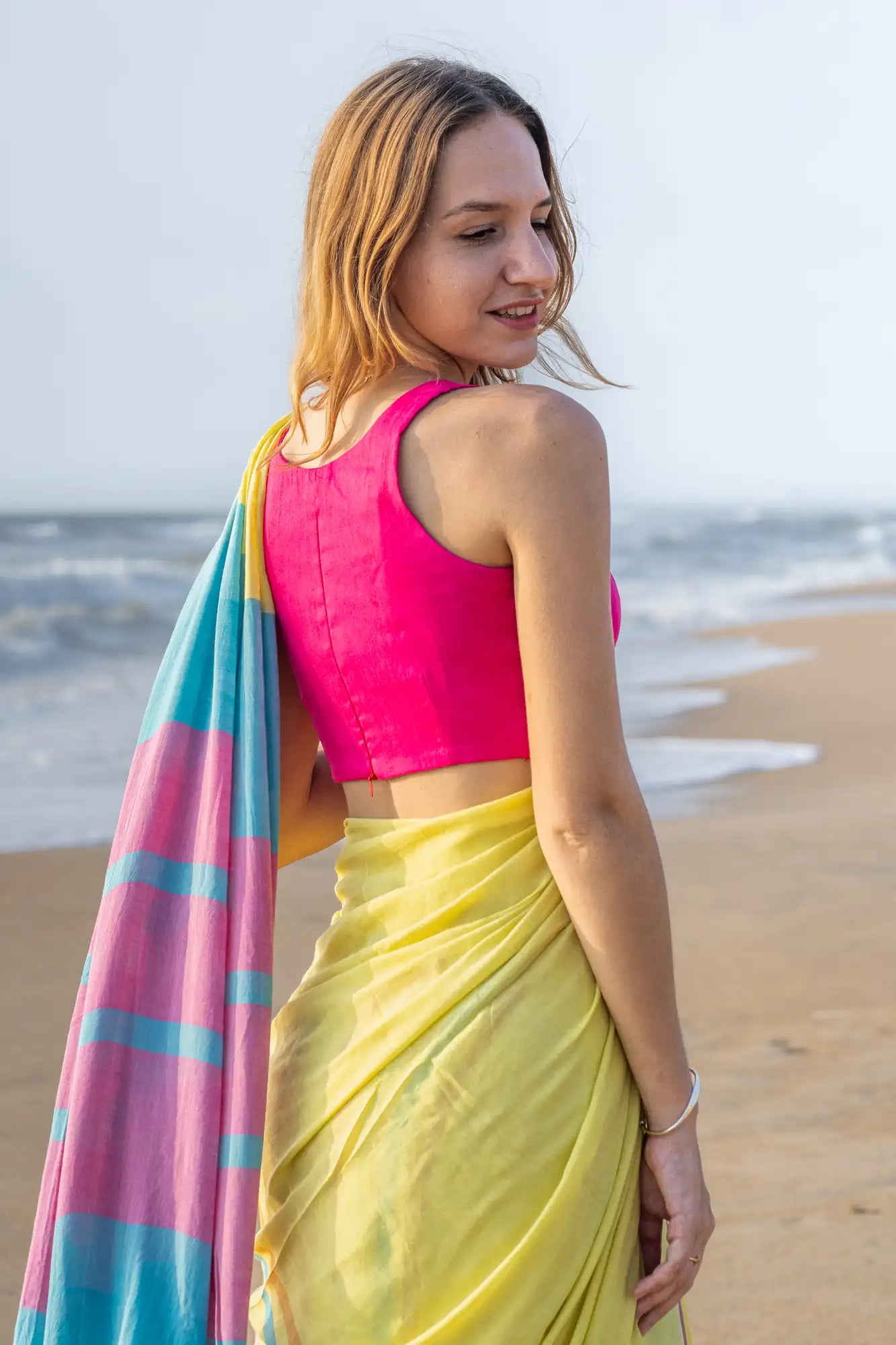 Orchid Opulence Stripe Saree