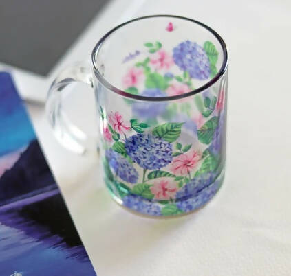 Hydrangea Glass Mug