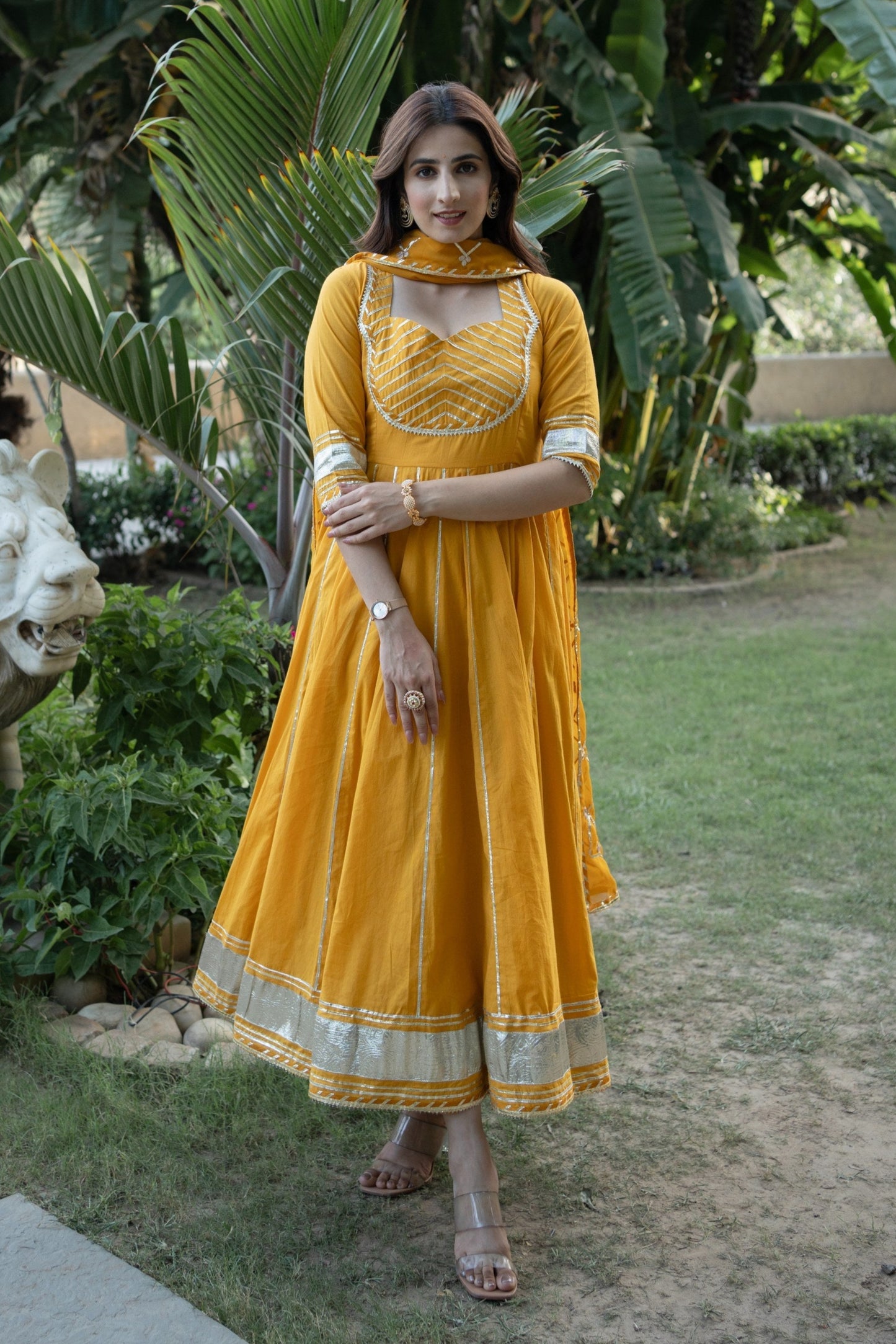 Marigold Kalidar Gotapatti Cotton Suit Set